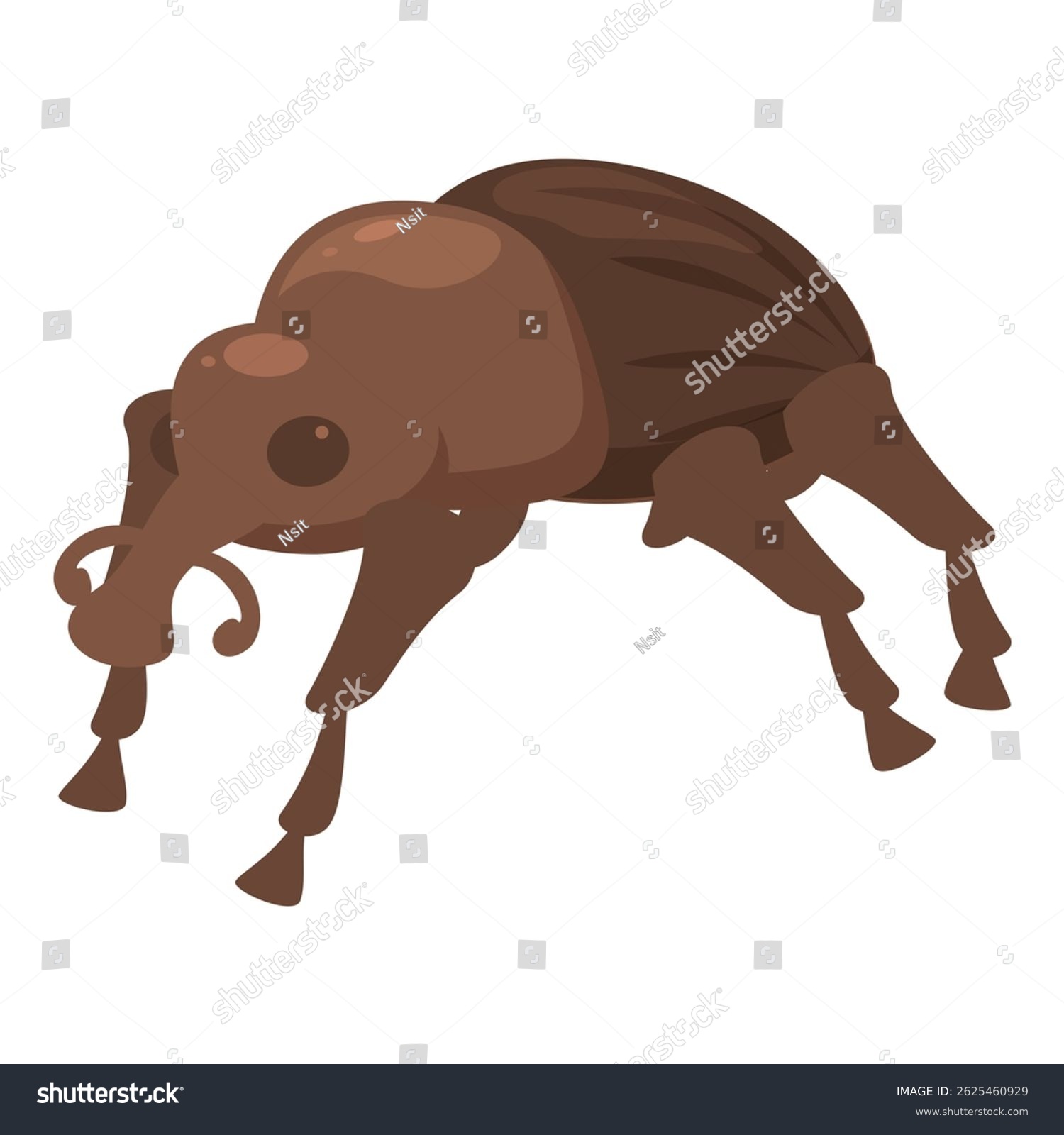 brown weevil insect, cartoon style, walking clip art preview