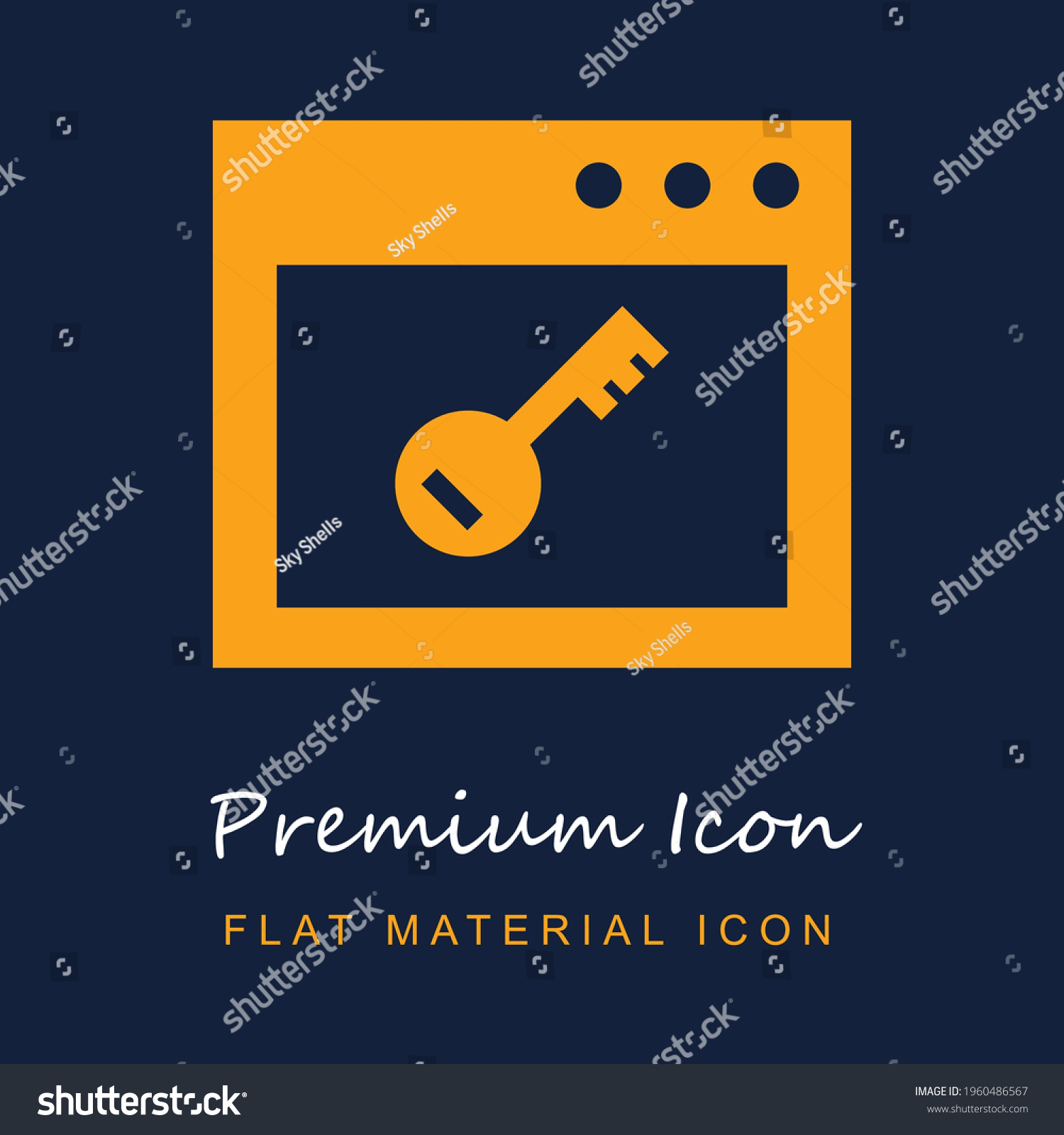 SVG of Browser Key premium material ui ux isolated vector icon in navy blue and orange colors svg