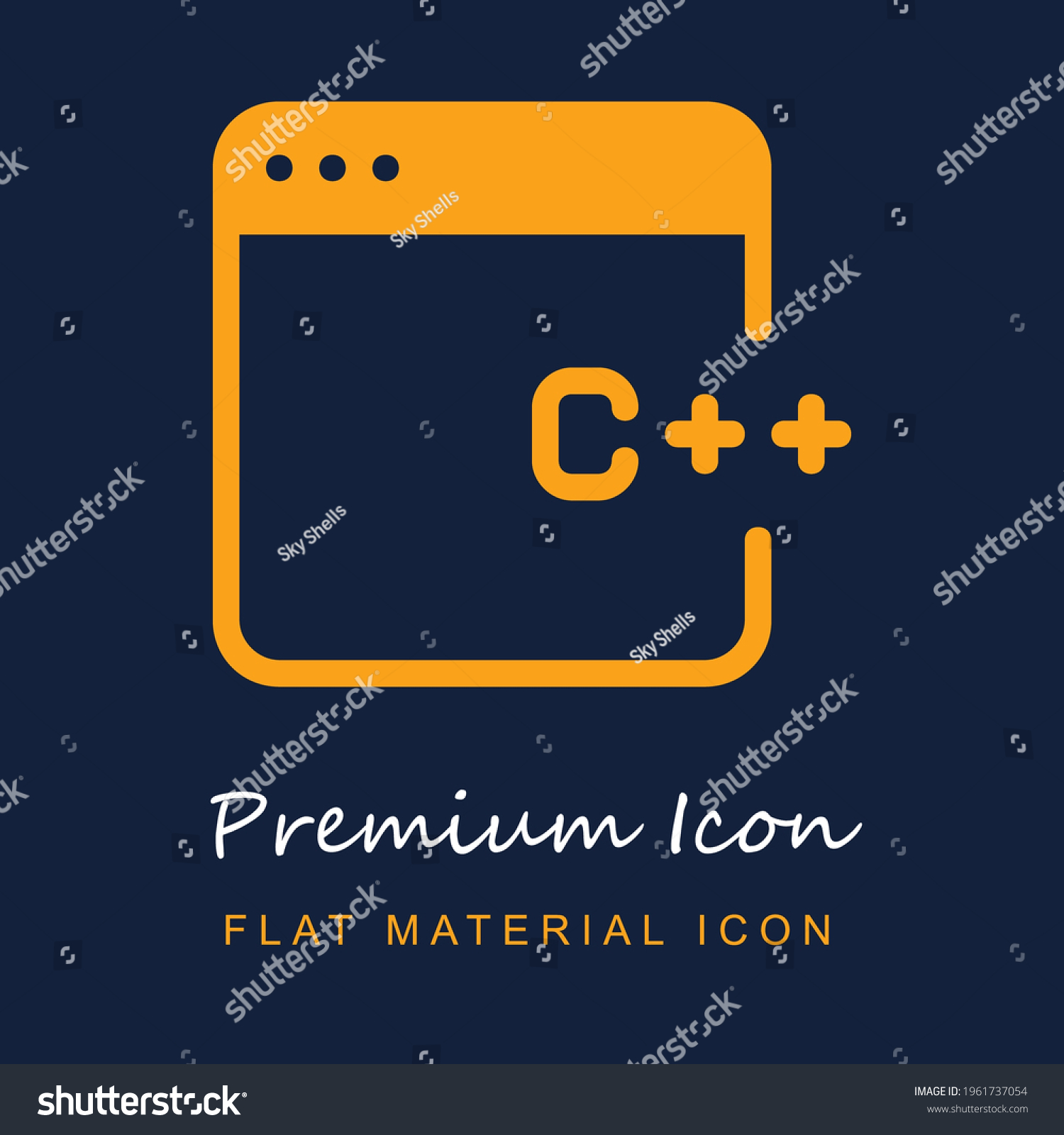 SVG of Browser premium material ui ux isolated vector icon in navy blue and orange colors svg