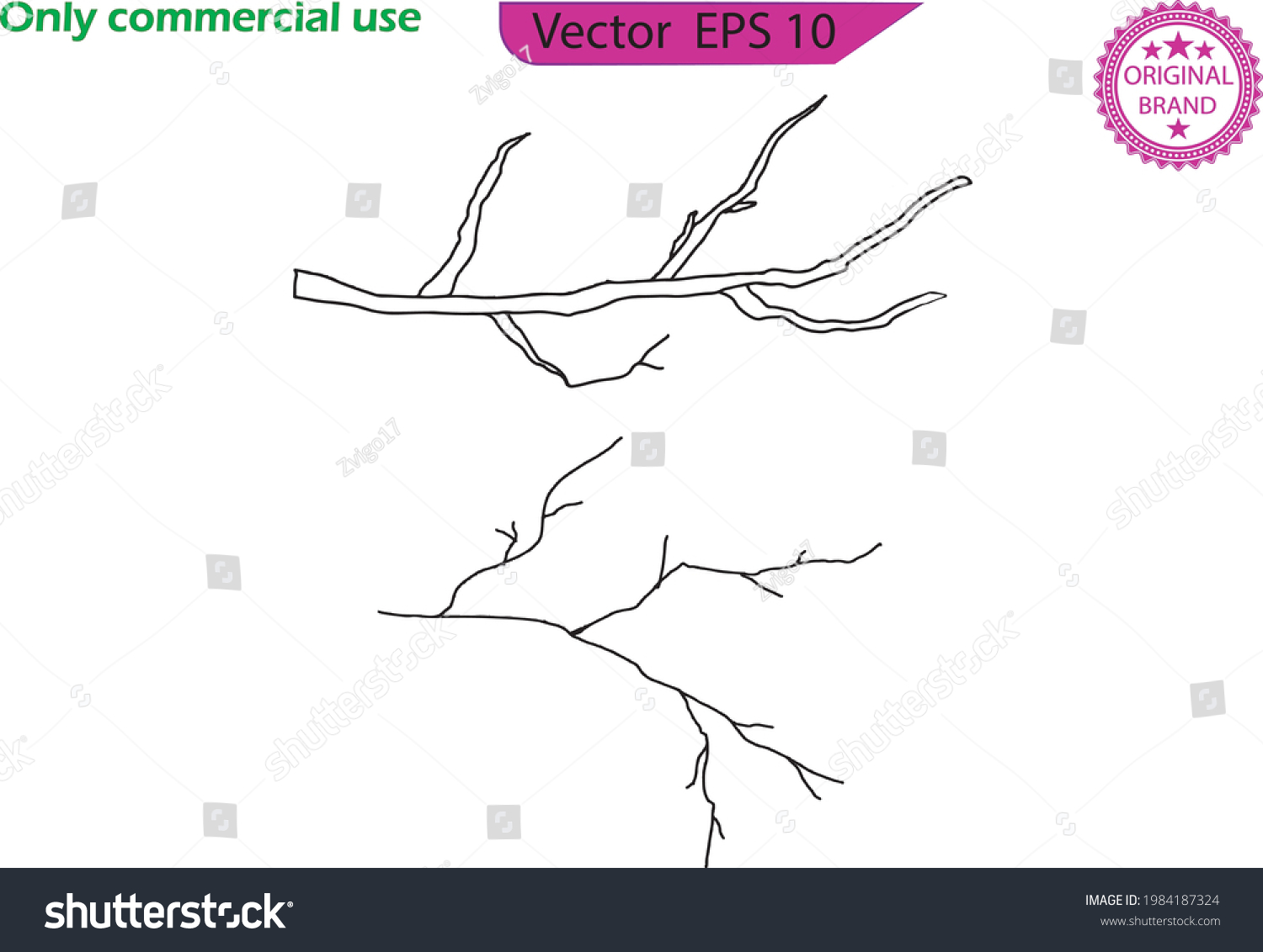 SVG of Brunches and forest element of tree. Tree brunches. Vector hand drawn. Hand drawn botanical graphic tree stick element. SVG Tree beautiful curved branch element, transparent  background. svg
