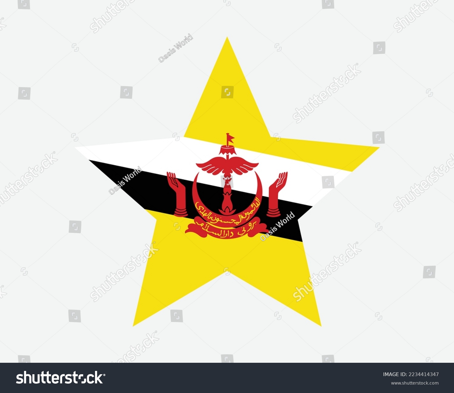 SVG of Brunei Star Flag. Bruneian Star Shape Flag. Brunei Darussalam Country National Banner Icon Symbol Vector 2D Flat Artwork Graphic Illustration svg