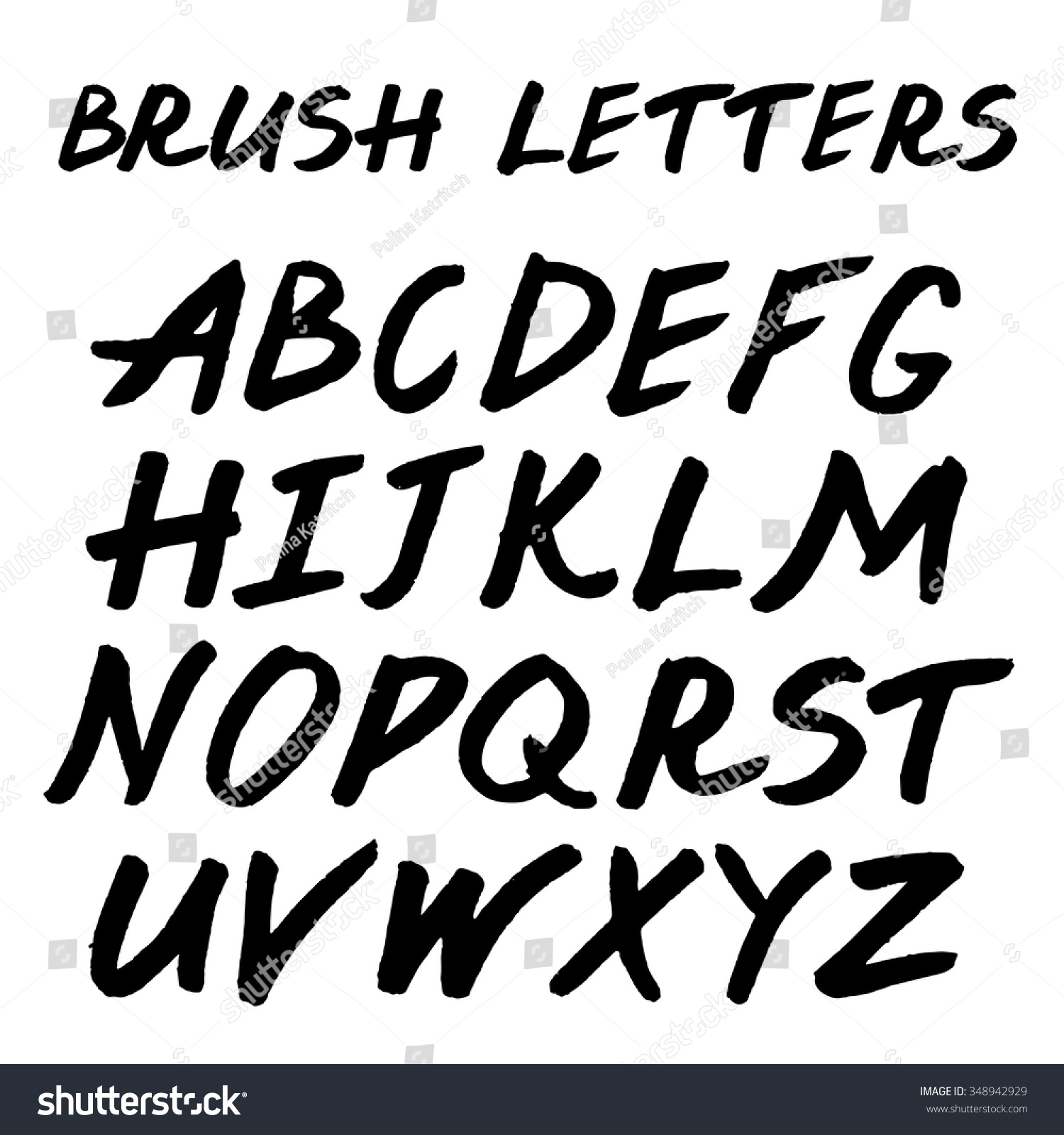 Brush Handwritten Full Alphabet Black Ink Stock Vector (Royalty Free ...