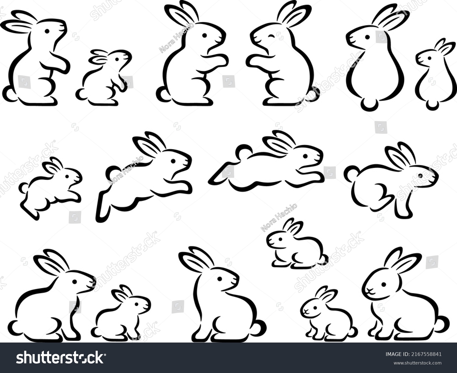 Brush Line Drawing Style Illustration Set Stock Vector (Royalty Free ...