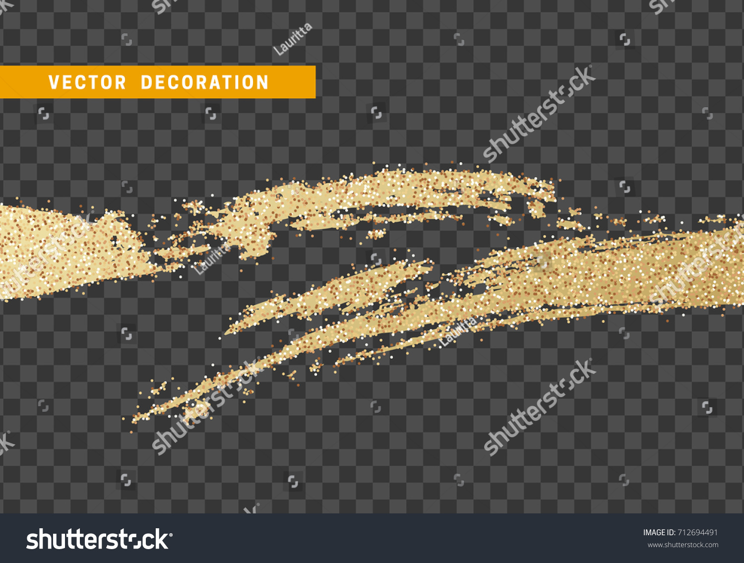 Brush Stroke Gold Glitter Isolated Object Stock Vector (Royalty Free ...