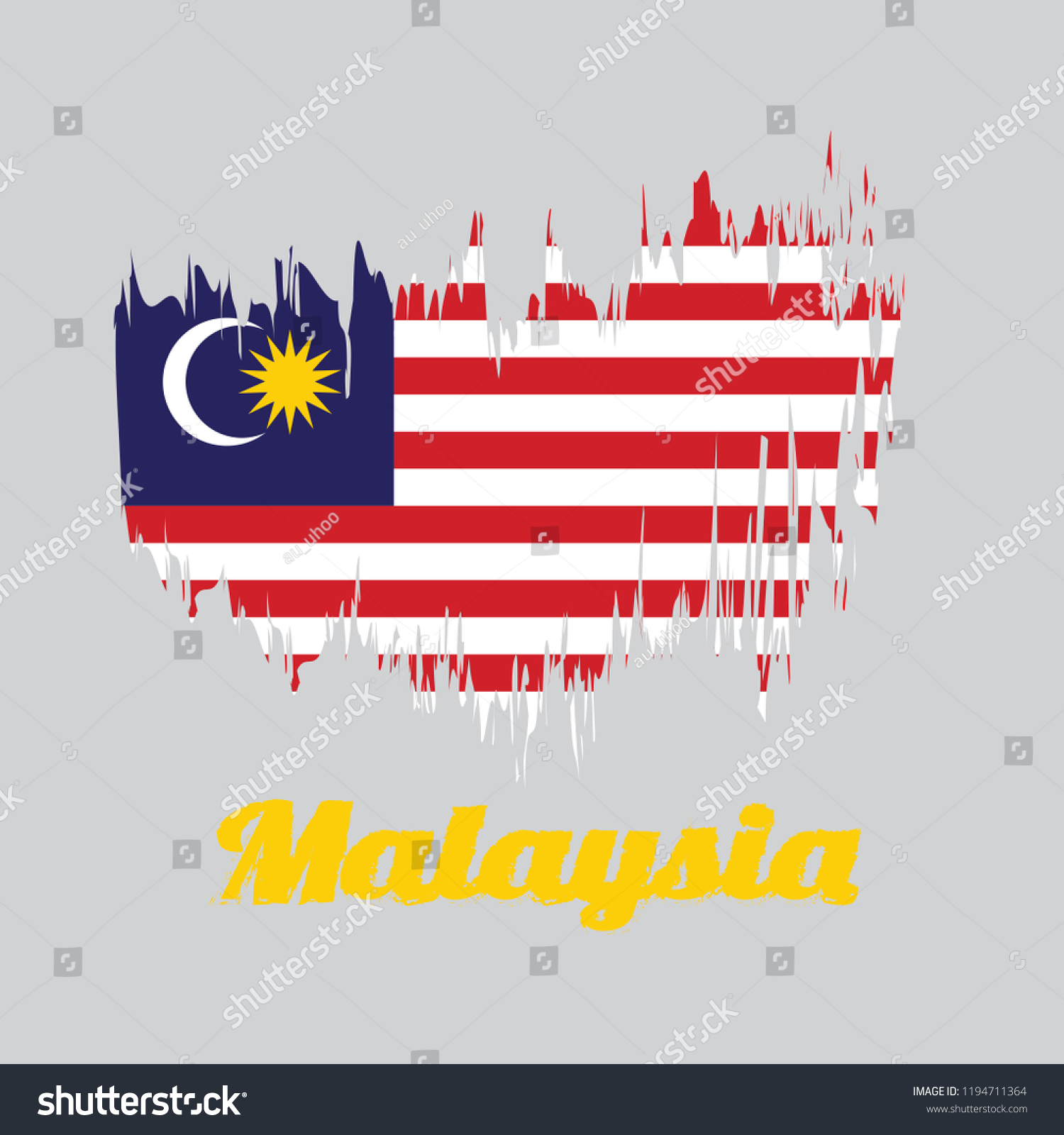 Brush Style Color Flag Malaysia Blue Stock Vector Royalty Free