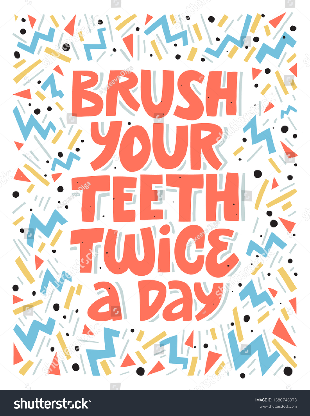 Brush Your Teeth Twice Day Lettering Stock Vector Royalty Free 1580746978 Shutterstock