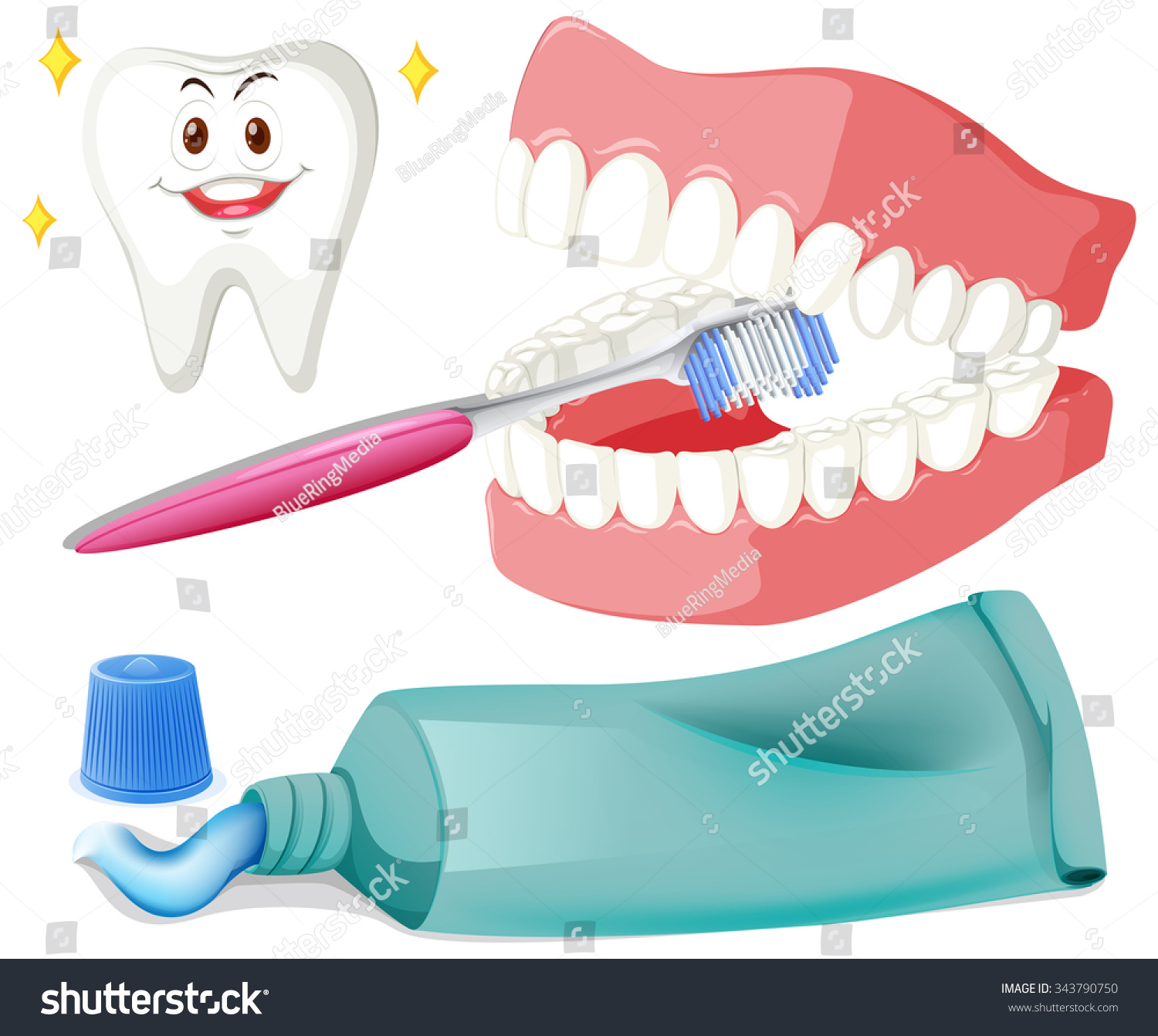 Brushing Teeth Brush Paste Illustration Stock Vector (Royalty Free ...