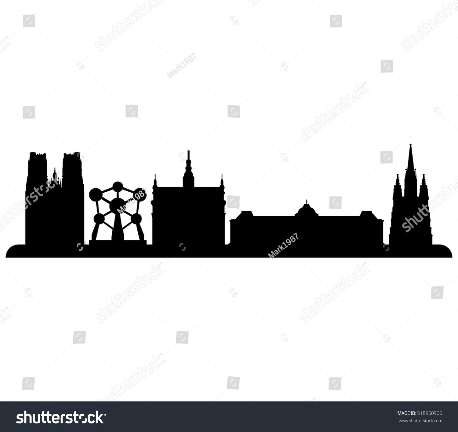 Brussels Skyline Stock Vector Illustration 518950906 : Shutterstock