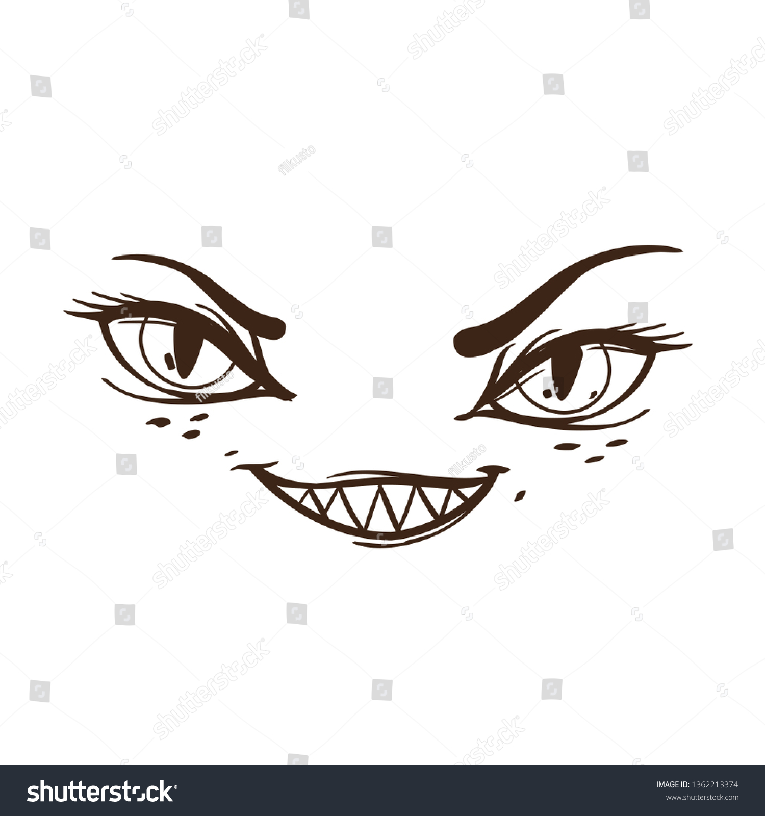 SVG of Brutal style Alice in Wonderland collection. Doodle smile cheshire cat on a white background. svg