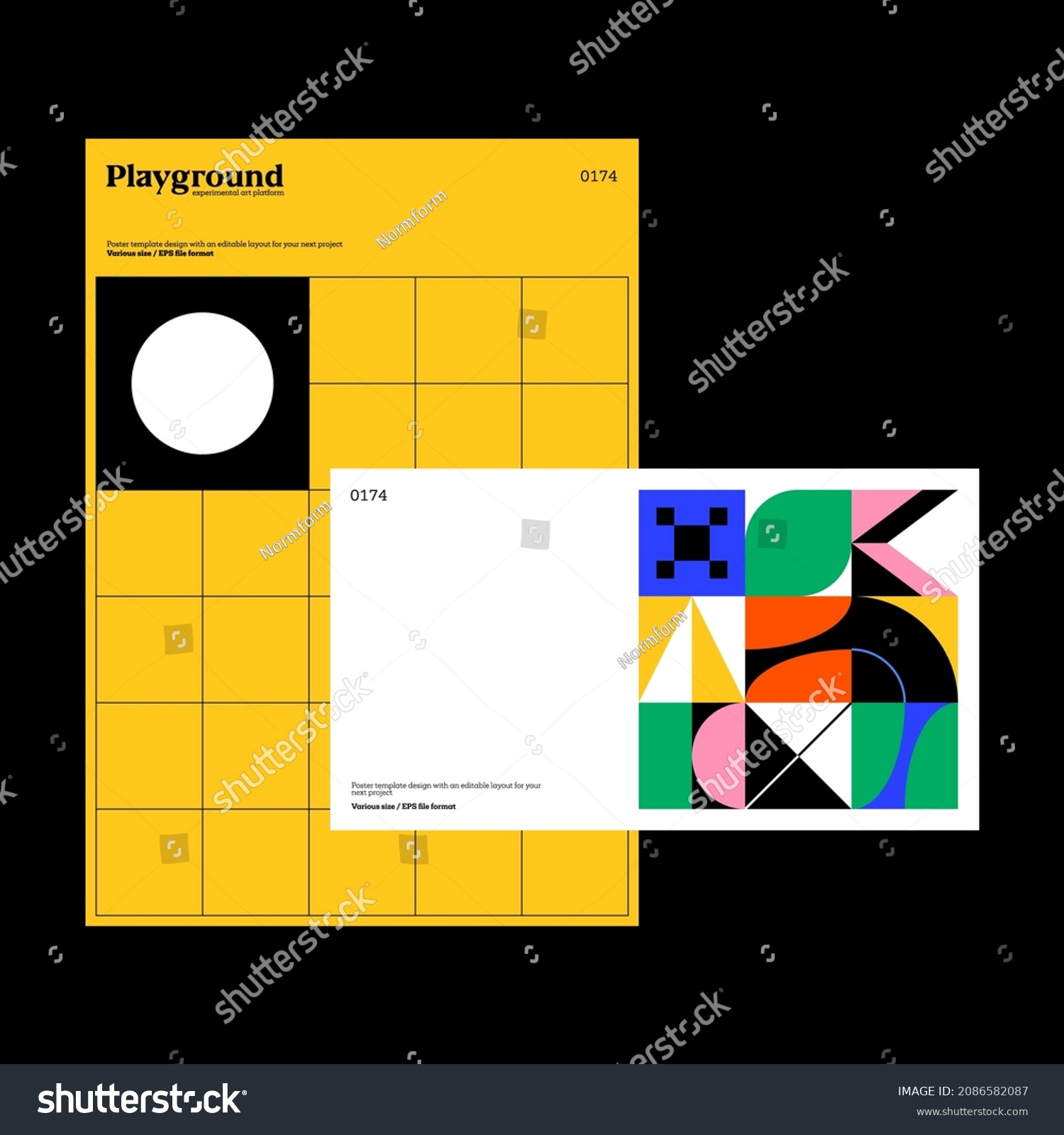 Brutalist Poster Design Template Layout Bold Stock Vector (Royalty Free