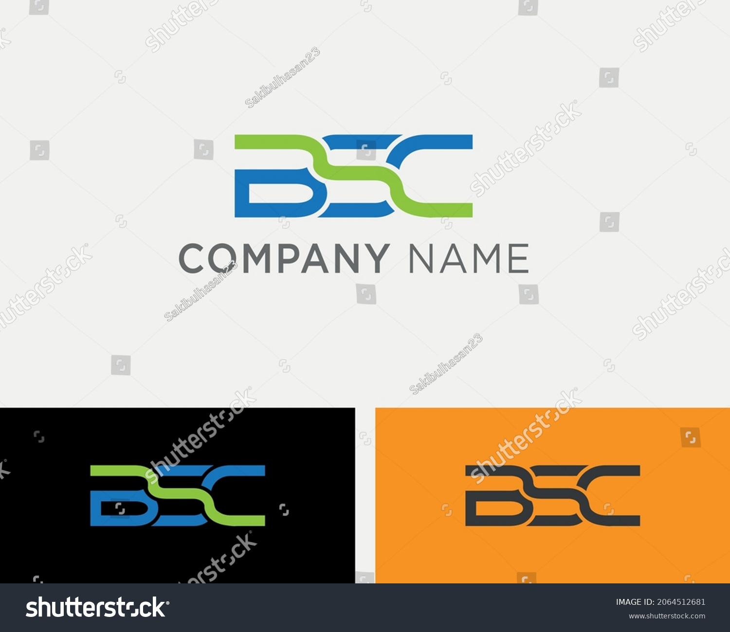 Bsc Letter Logo Design Template Stock Vector (Royalty Free) 2064512681 ...