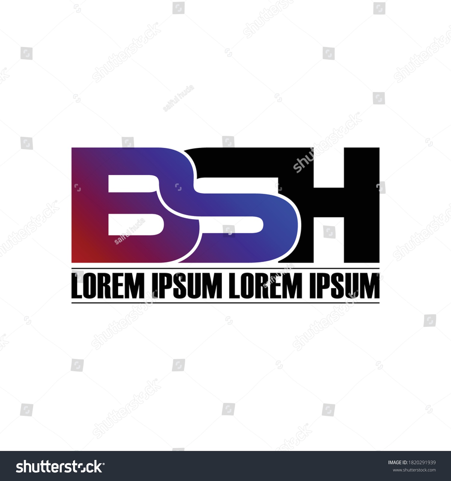 Bsh Letter Monogram Logo Design Vector Stock Vector Royalty Free 1820291939
