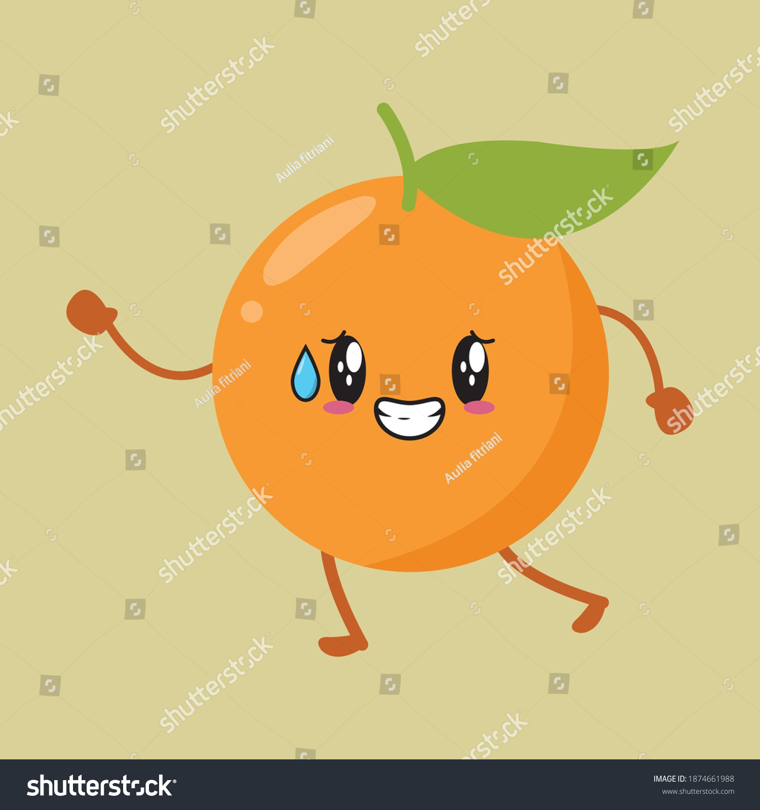 Buah Jeruk Kawai Yang Lucu Stock Vector Royalty Free 1874661988