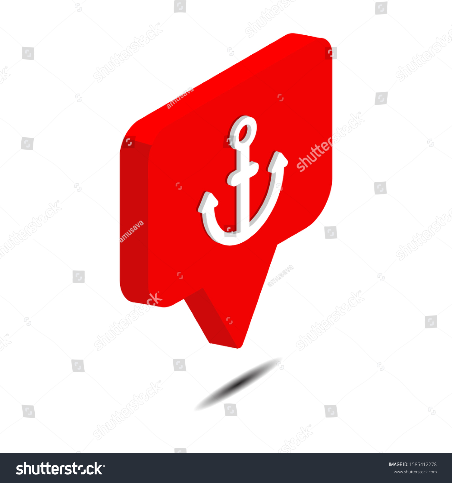 SVG of bubble chat anchor isometric 3d icon vector illustration isolated on white background. Social media vector. Web Design Graphic. Notification. svg