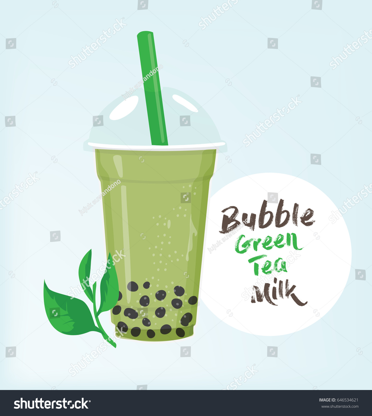 Bubble Green Tea Milk Vector Royalty Free Stock Image