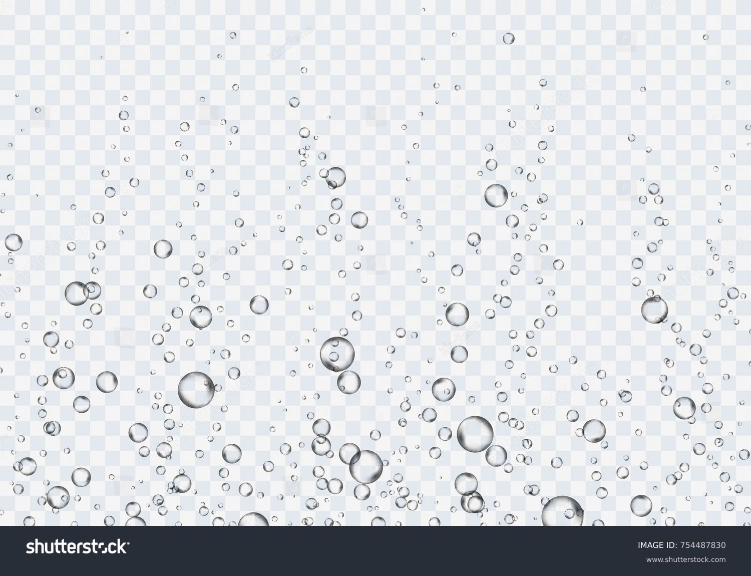 透明な背景に泡の水中テクスチャー 海水の下の空気 ガス または清浄な酸素の泡 のベクター画像 リアルな発泡性シャンパン飲料 デザインに合ったソーダ効果 のベクター画像素材 ロイヤリティフリー