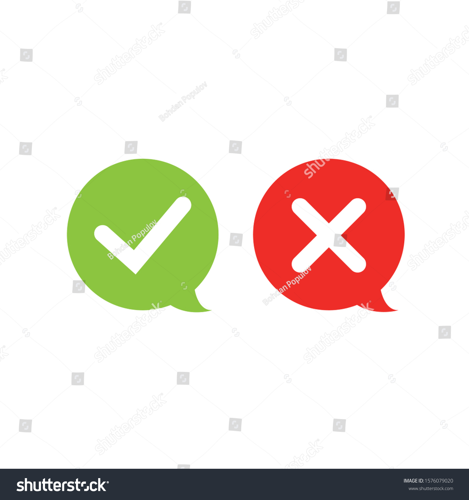 Bubbles Check Cross Color Symbols Validation Stock Vector Royalty Free