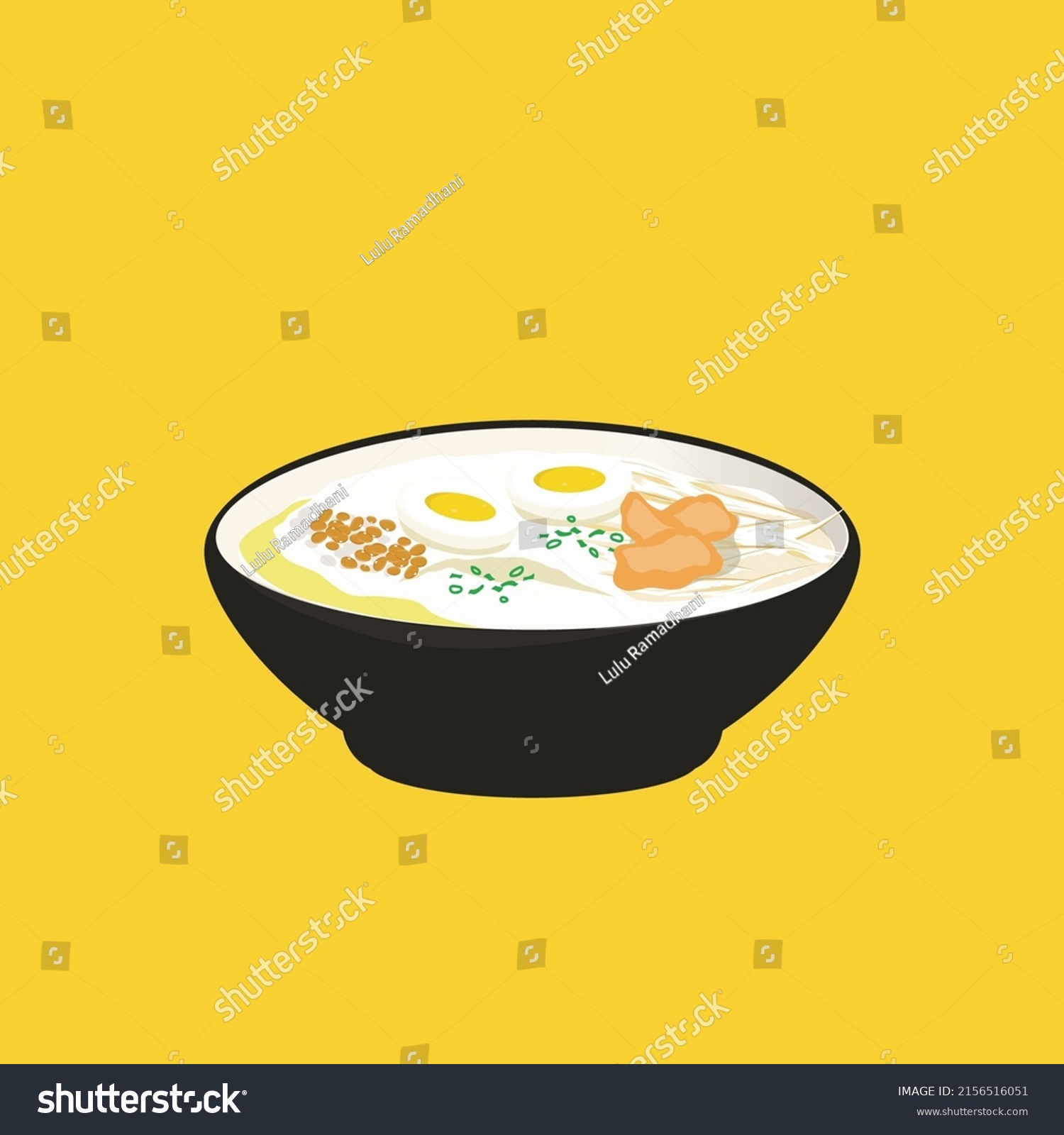 Bubur Ayam Indonesian Traditional Food Breakfast Stock Vector Royalty