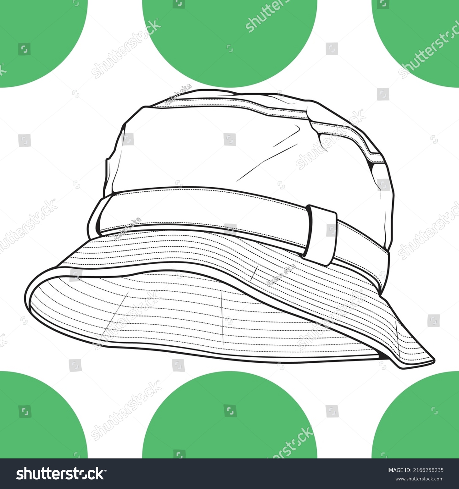 Bucket Hat Outline Drawing Vector Bucket Stock Vector (Royalty Free ...