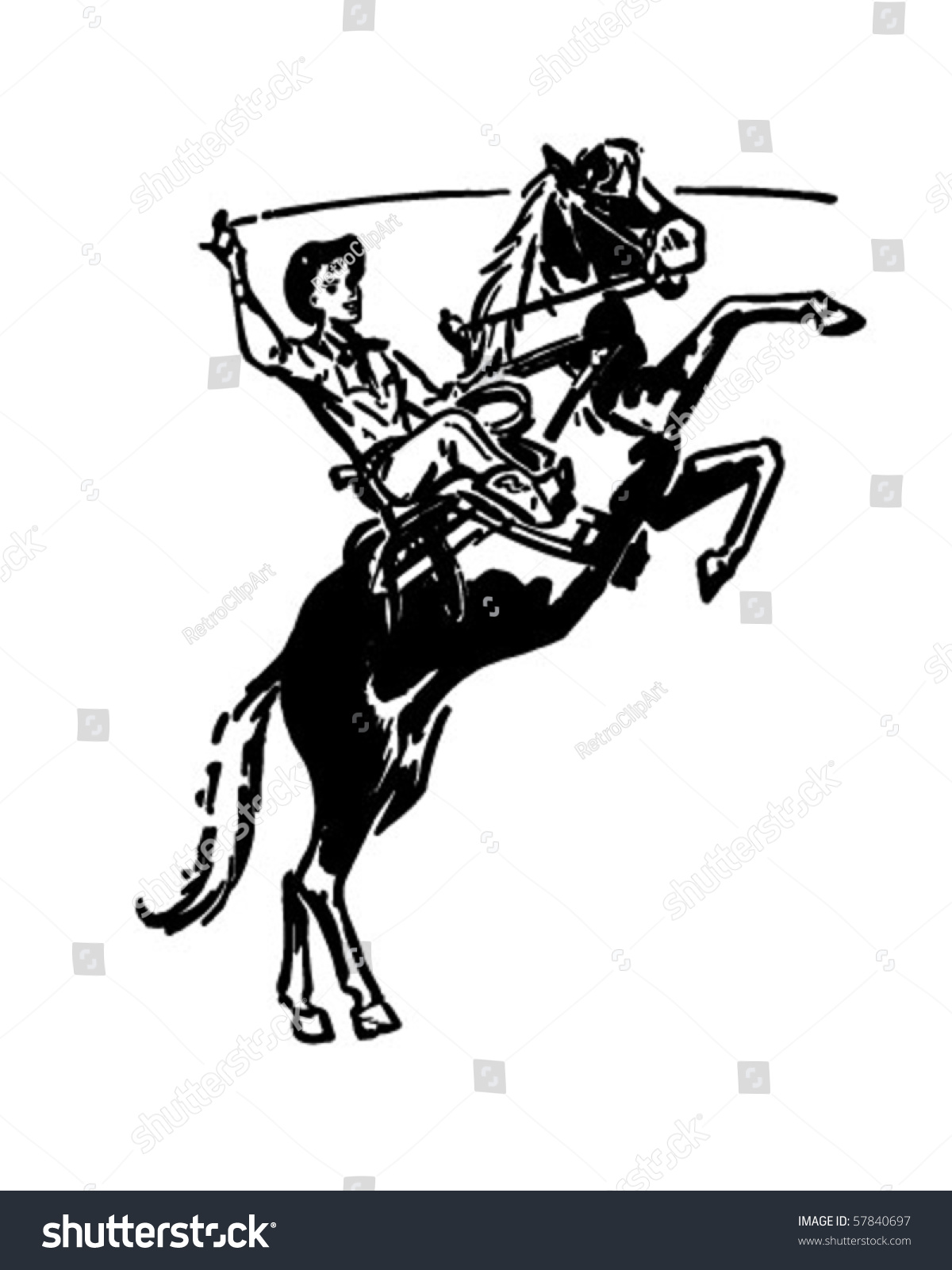 Bucking Bronco - Retro Clip Art Stock Vector 57840697 : Shutterstock