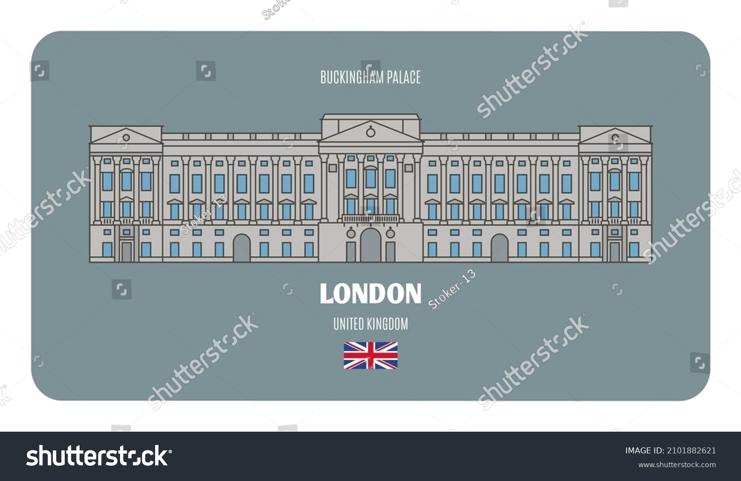 SVG of Buckingham Palace in London, UK. Architectural symbols of European cities. Colorful vector  svg