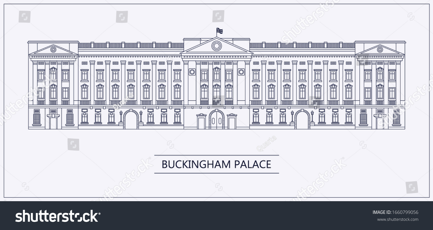 SVG of Buckingham palace outline flat vector illustration. London Attractions svg
