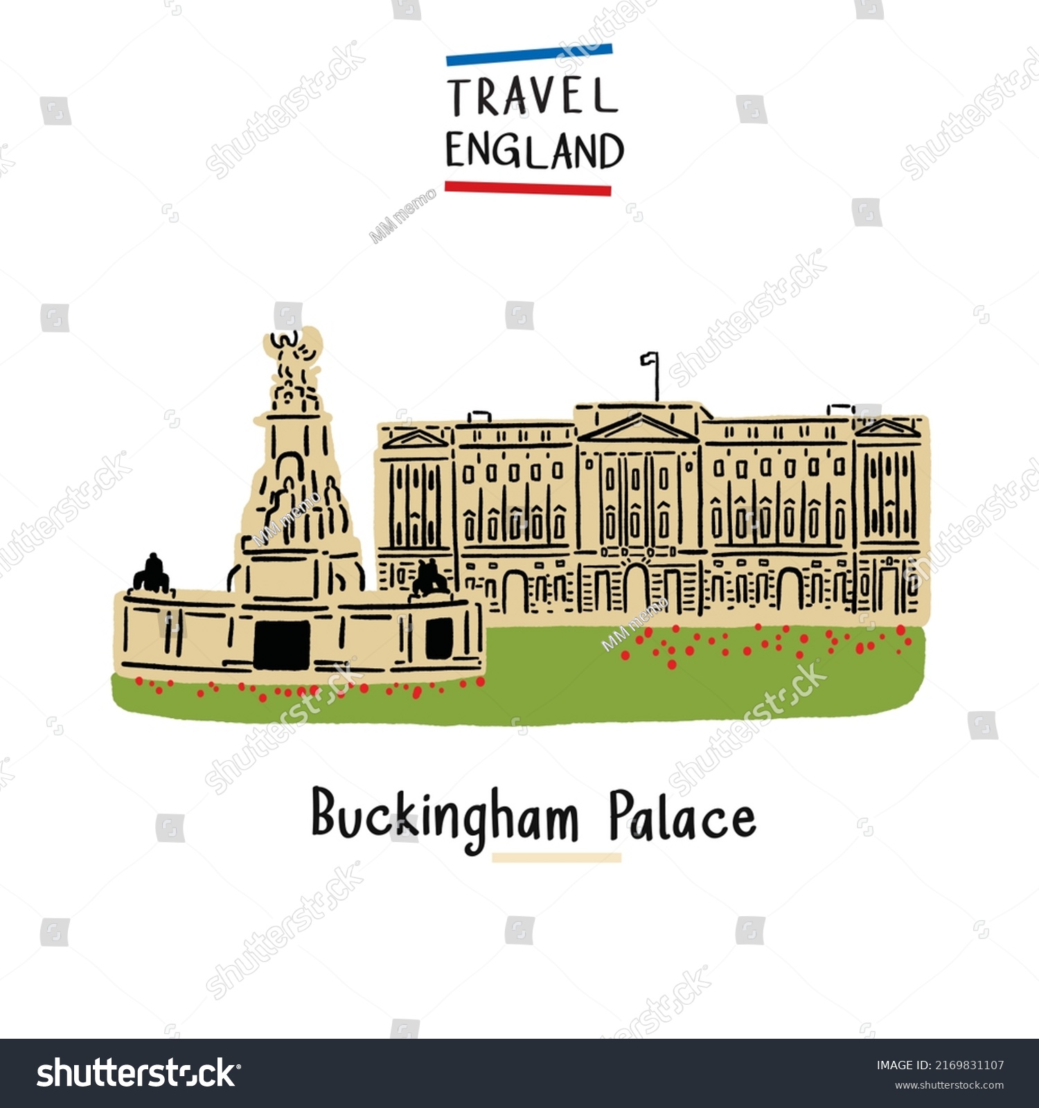 SVG of Buckingham Palace Royal residence in London England Hand drawn color Illustration svg