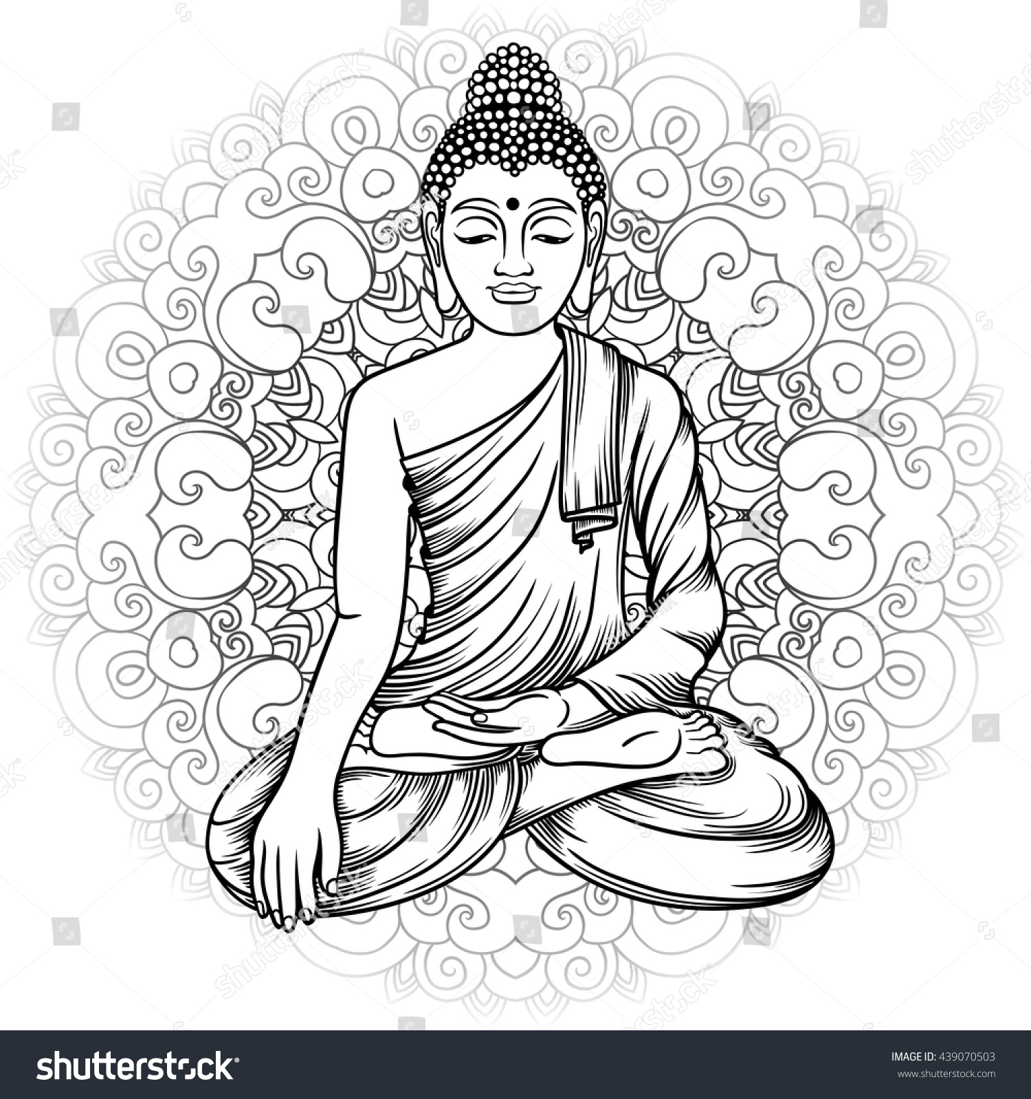 Buddha Gautama Mandala Vector Illustration Vintage Stock Vector ...