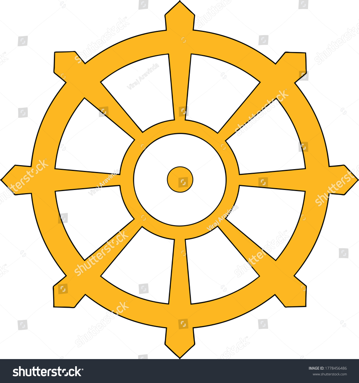 Buddhist Dharma Chakra Circle Wheel Vector Stock Vector (Royalty Free ...