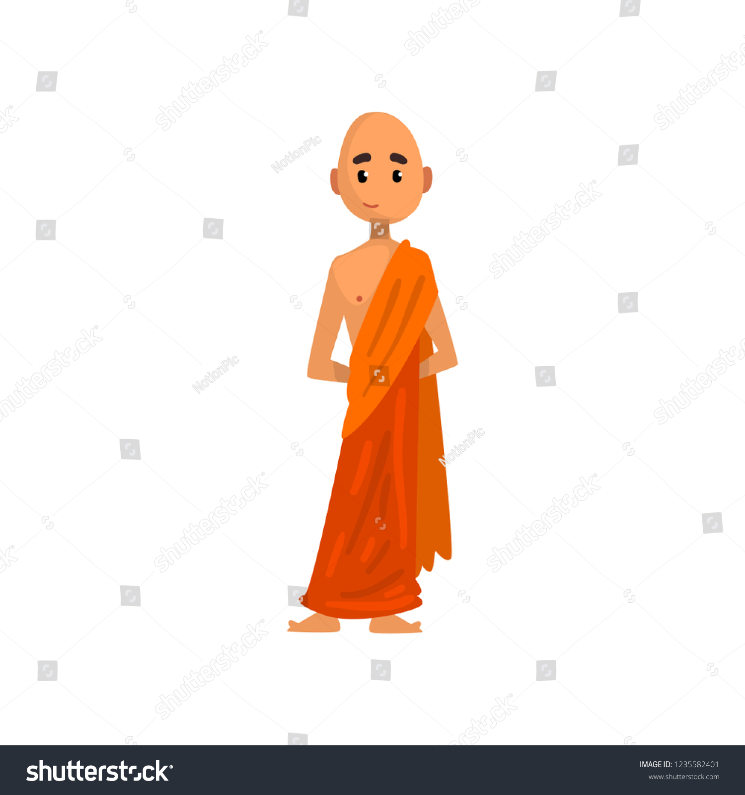 buddhist-monk-cartoon-character-orange-robe-stock-vector-royalty-free