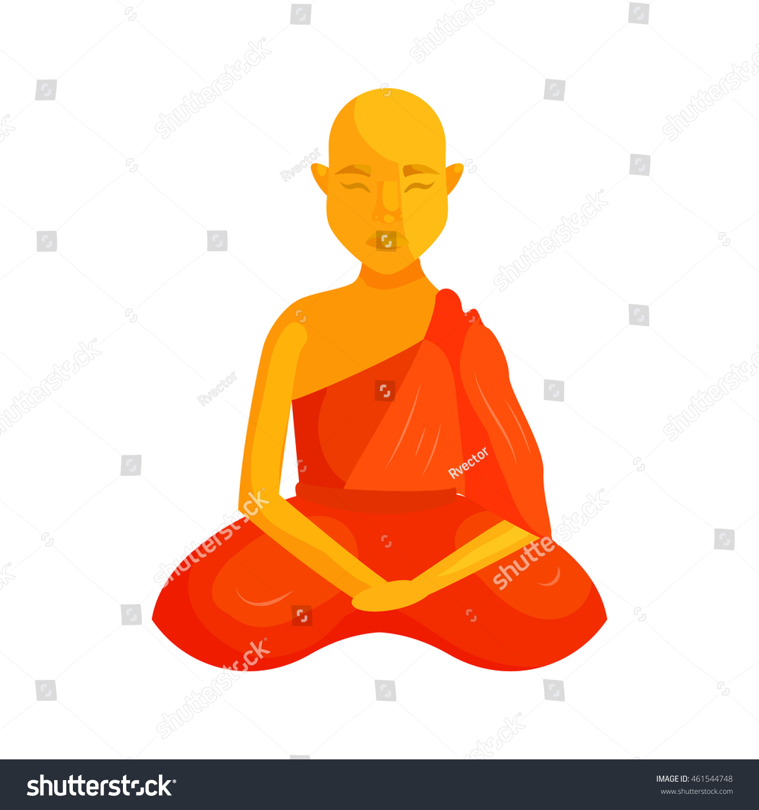 Buddhist Monk Icon Cartoon Style Isolated Stock Vector (Royalty Free ...