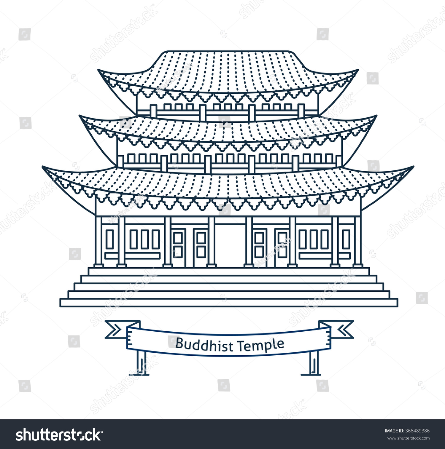 Buddhist Temple Monastery Buddhism Symbol Pagoda Stock Vector 366489386