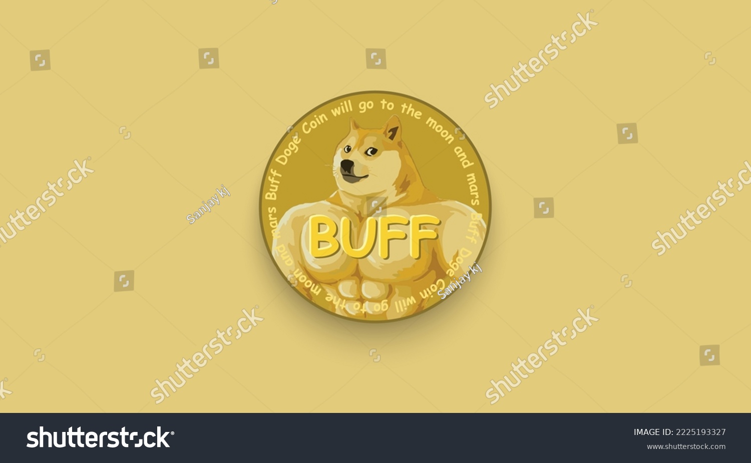 SVG of Buff Doge Coin, DOGECOIN Token cryptocurrency logo on isolated background with copy space. 3d vector illustration of Buff Doge Coin, DOGECOIN token icon banner. svg