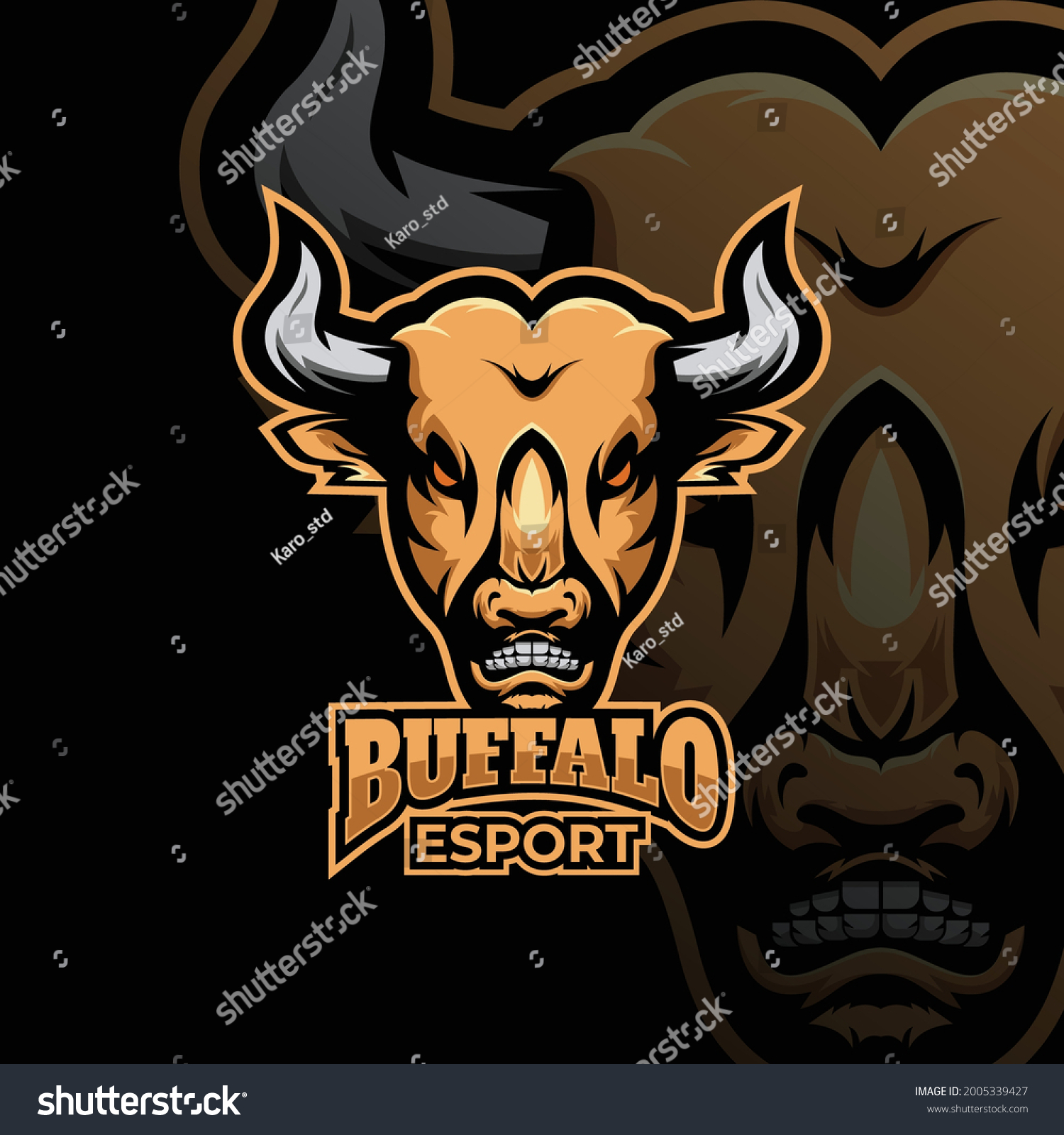 Buffalo Mascot Logo Esport Logo Team Stock Vector (Royalty Free ...