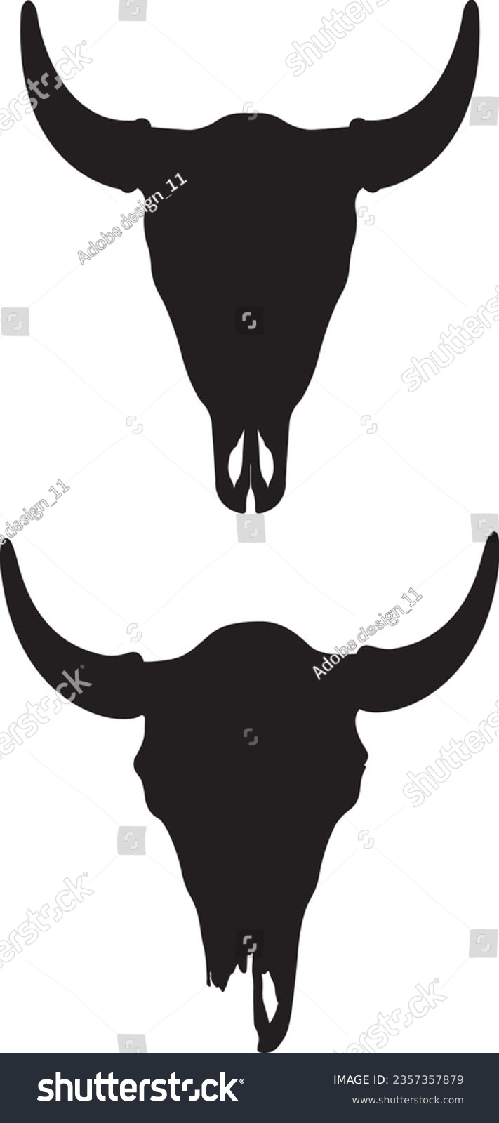 SVG of Buffalo Skull Svg, set of buffalo silhouettes svg
