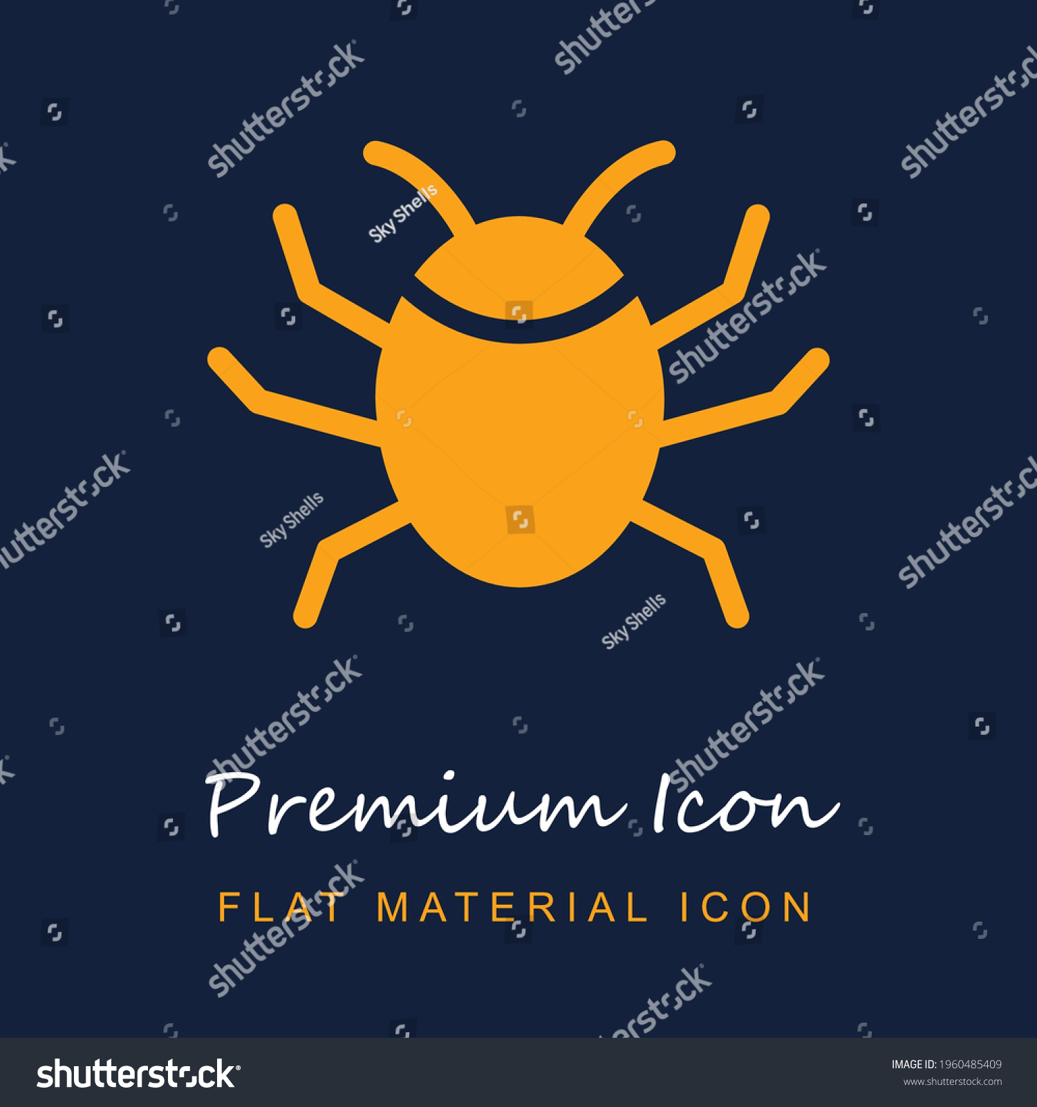 SVG of Bug premium material ui ux isolated vector icon in navy blue and orange colors svg