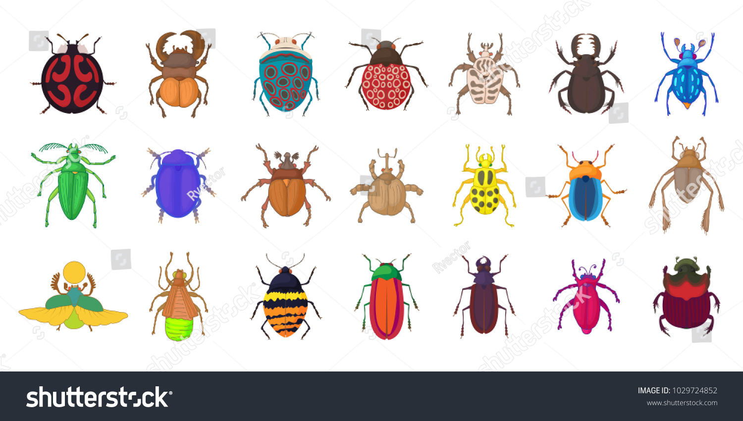 SVG of Bugs icon set. Cartoon set of bugs vector icons for web design isolated on white background svg