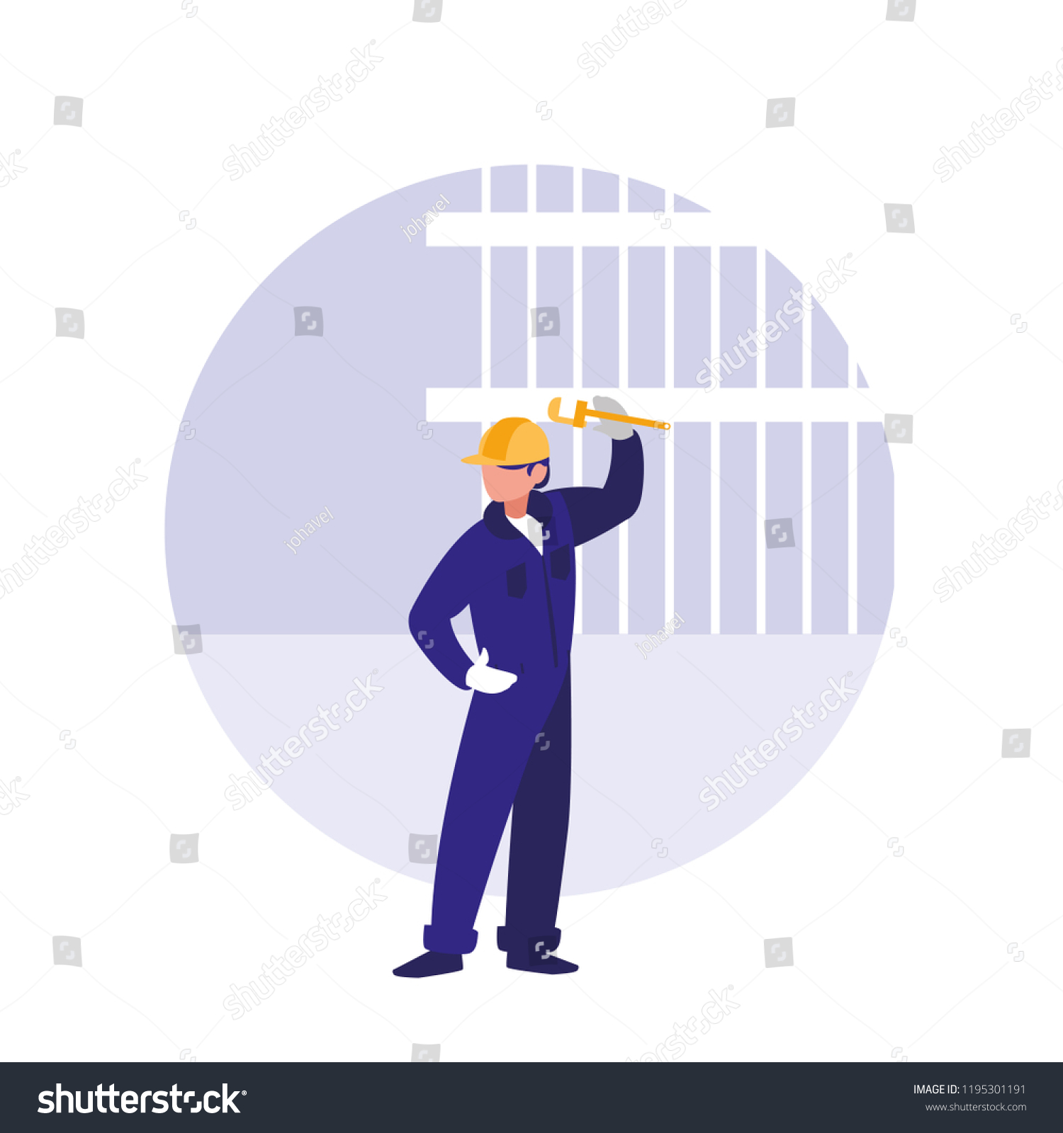 Builder Man Wrench Avatar Character Stock Vector Royalty Free