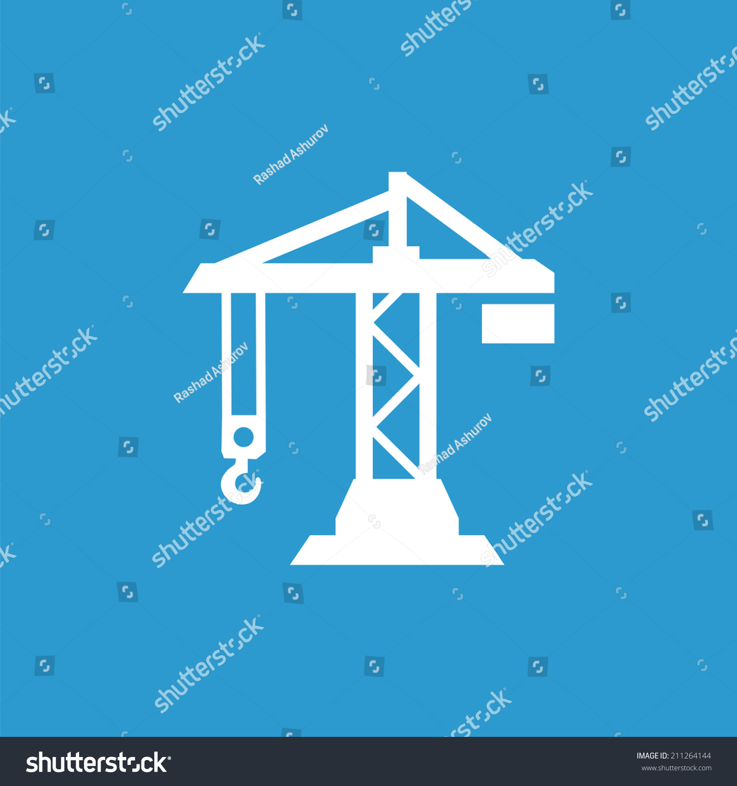 Building Crane Icon, Isolated, White On The Blue Background. Exclusive ...