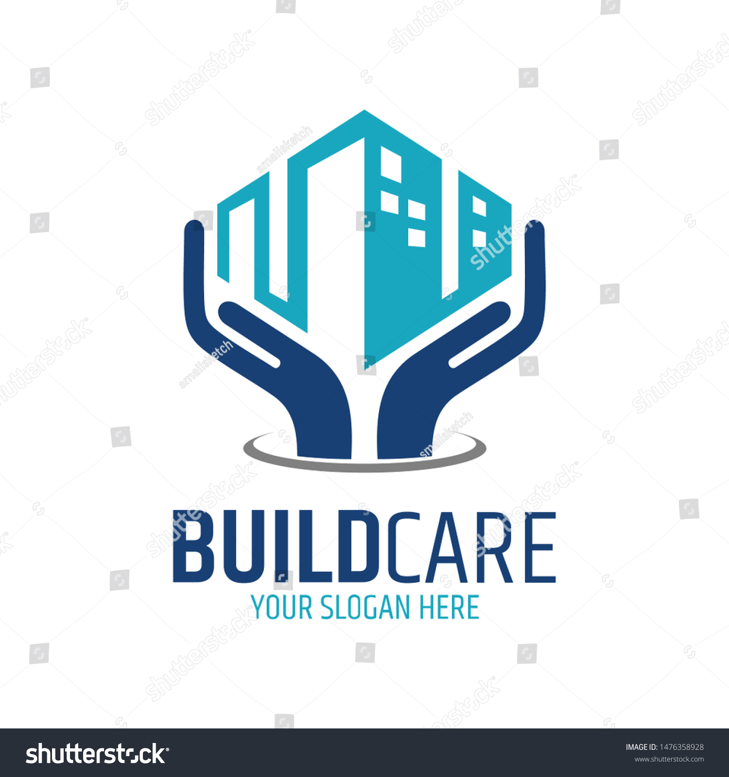 Building Hand Protection Logoflat Stylearchitecture Repair Stock Vector ...