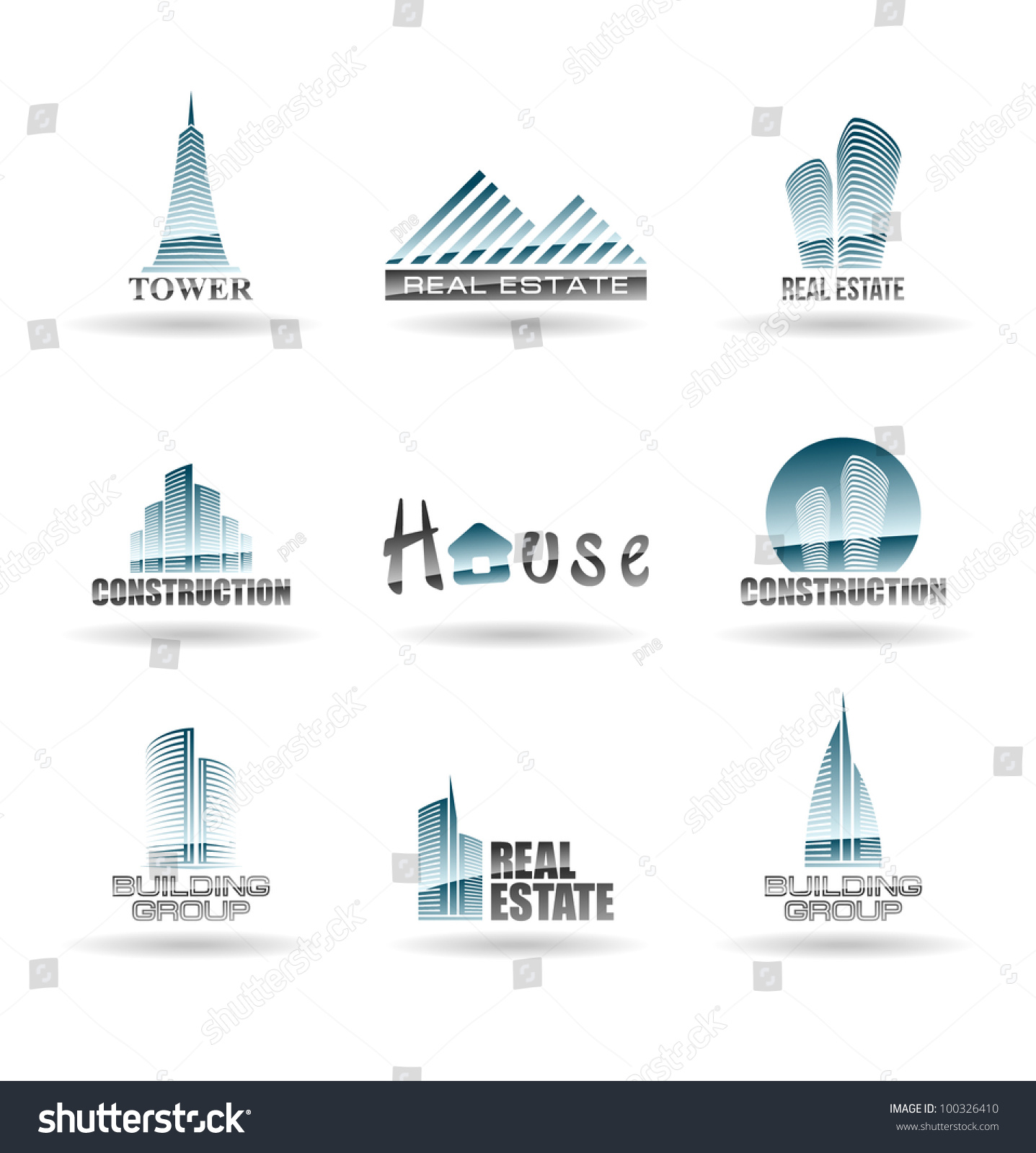 Building Icon Set. Abstract Architecture For Your Design. Set 2. Stock ...