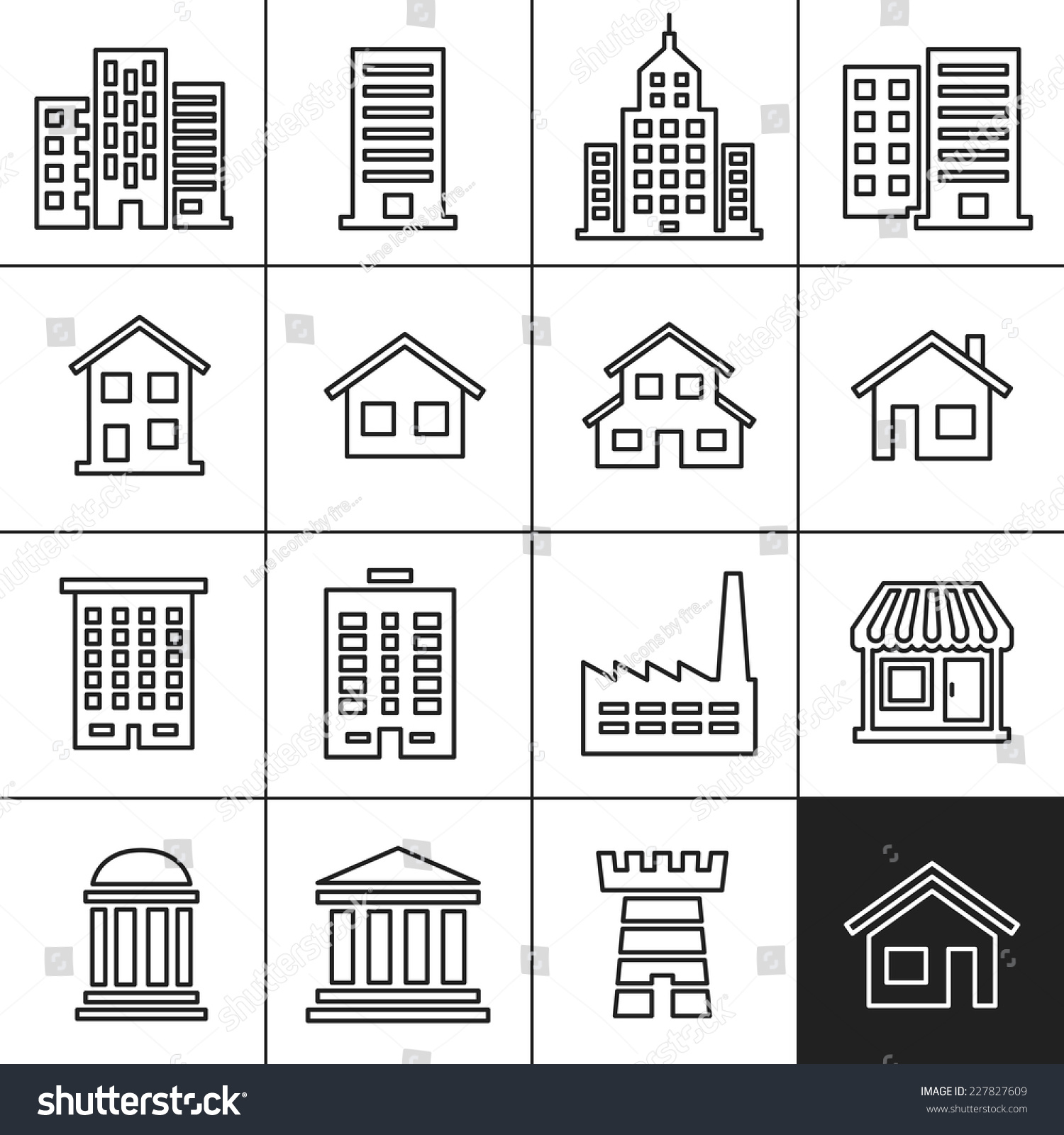 Building Icons Set. Vector Illustration. Simplines Series Vector Icons ...