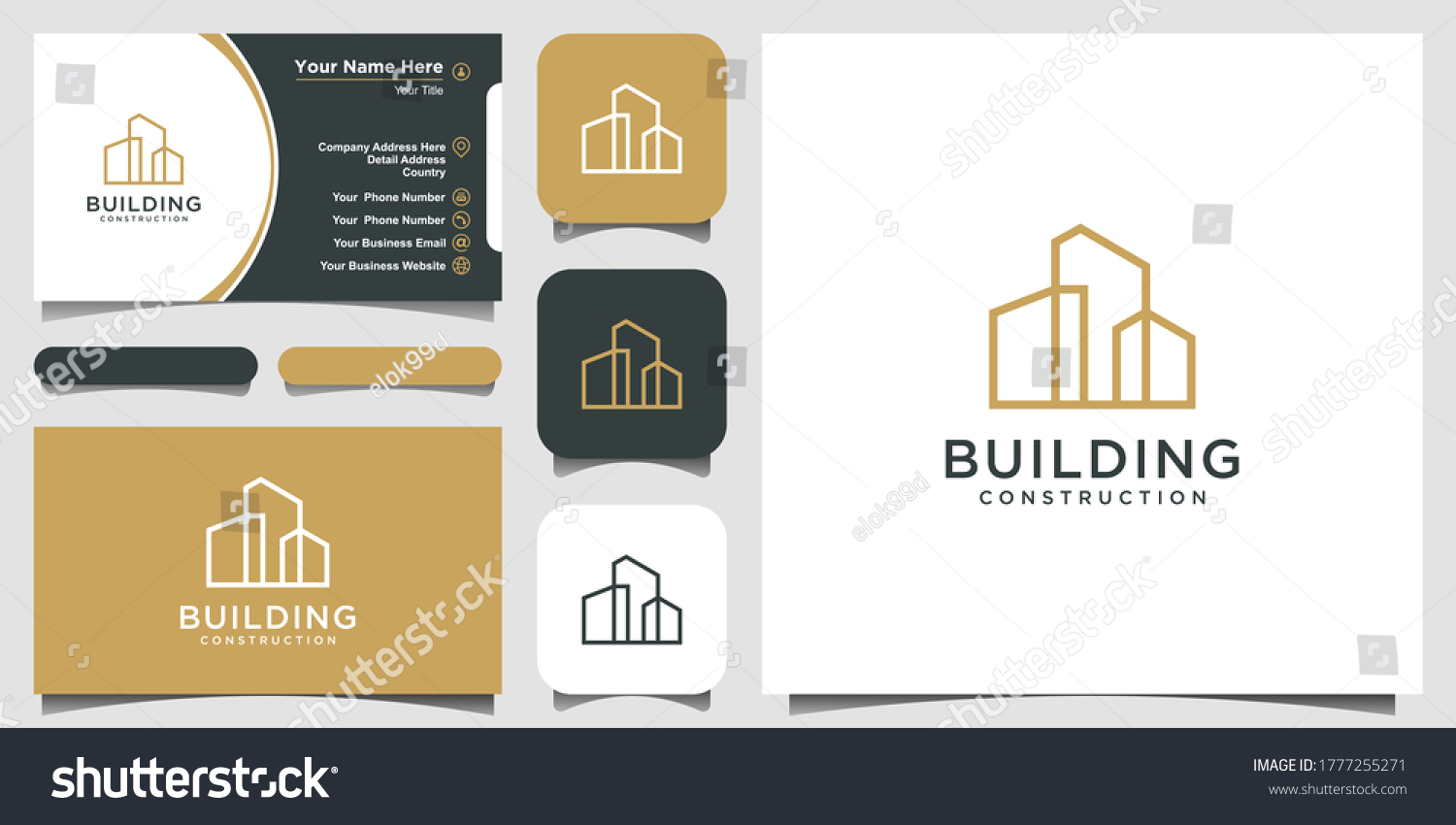 Building Logo Design Line Art Style Stock Vector (Royalty Free ...