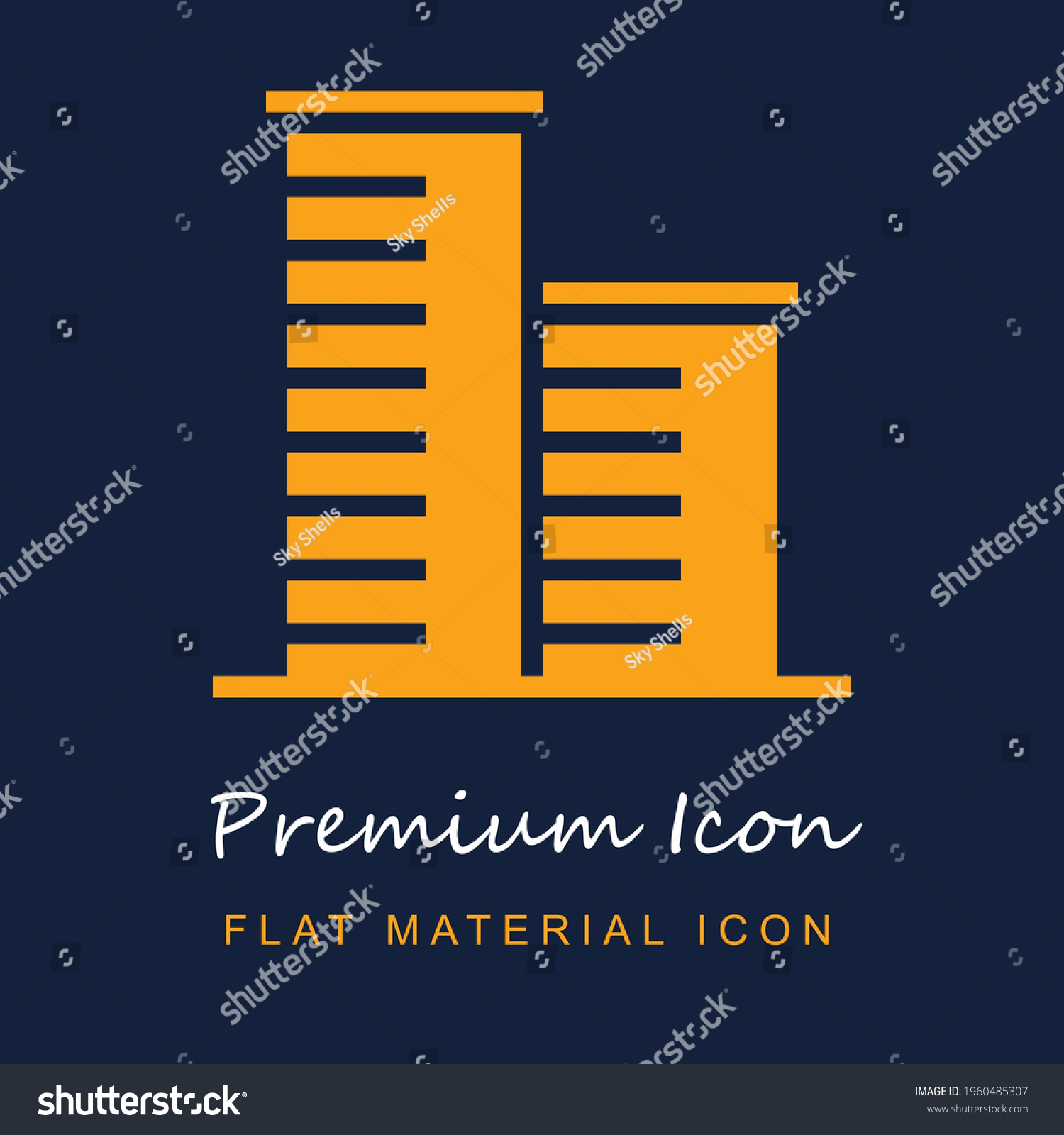 SVG of Building premium material ui ux isolated vector icon in navy blue and orange colors svg