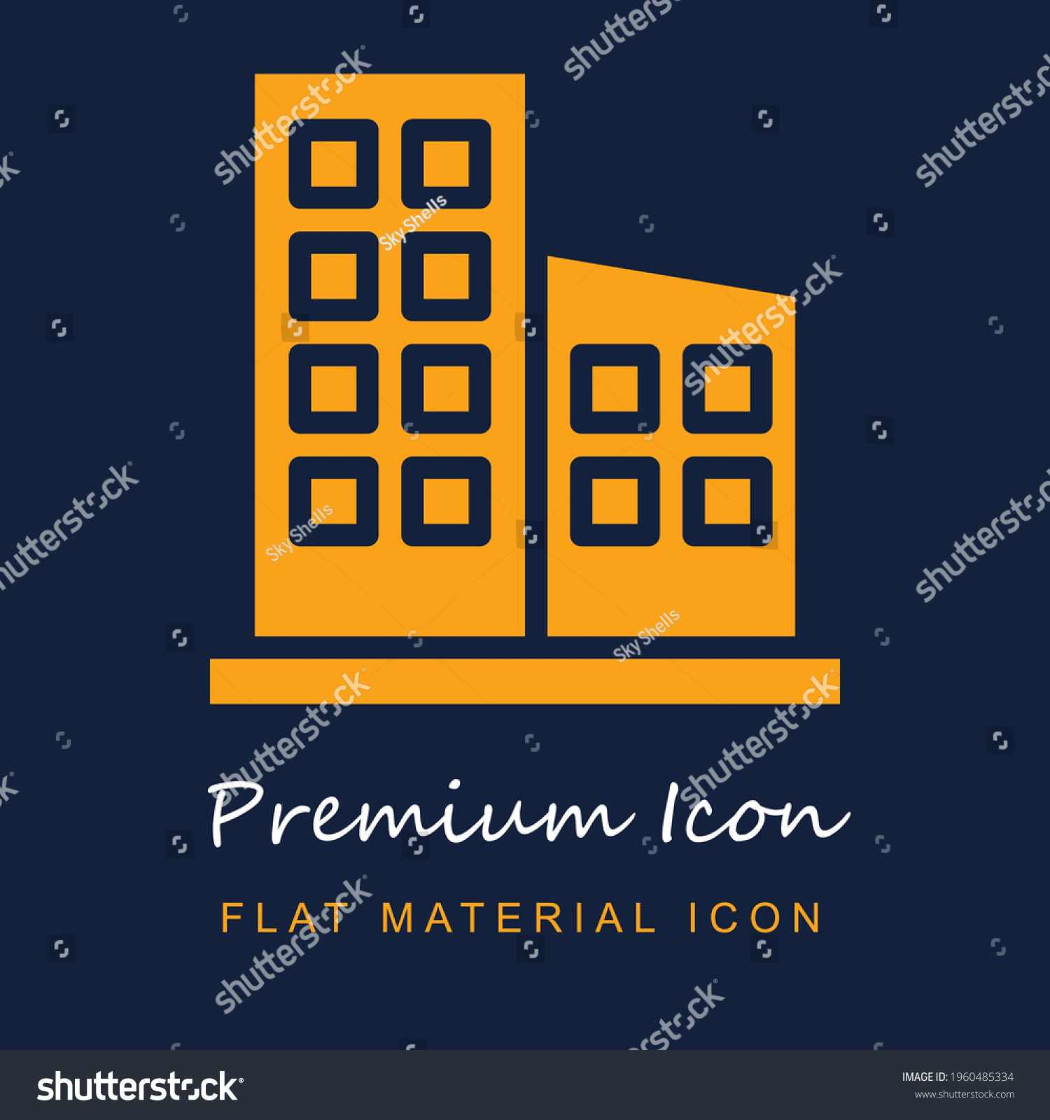 SVG of Building premium material ui ux isolated vector icon in navy blue and orange colors svg