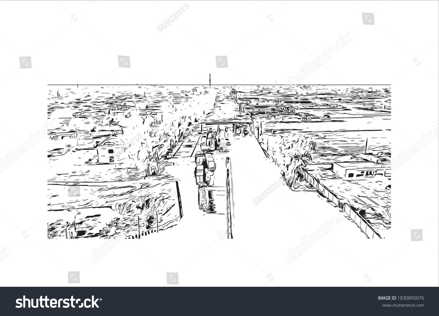 SVG of Building view with landmark of Bahawalpur is the largest city in Pakistan. Hand drawn sketch illustration in vector. svg