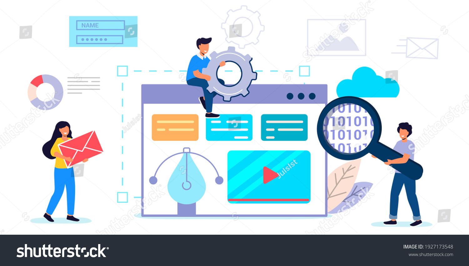 Building Website Project Programming Homepage Process Stock Vector ...