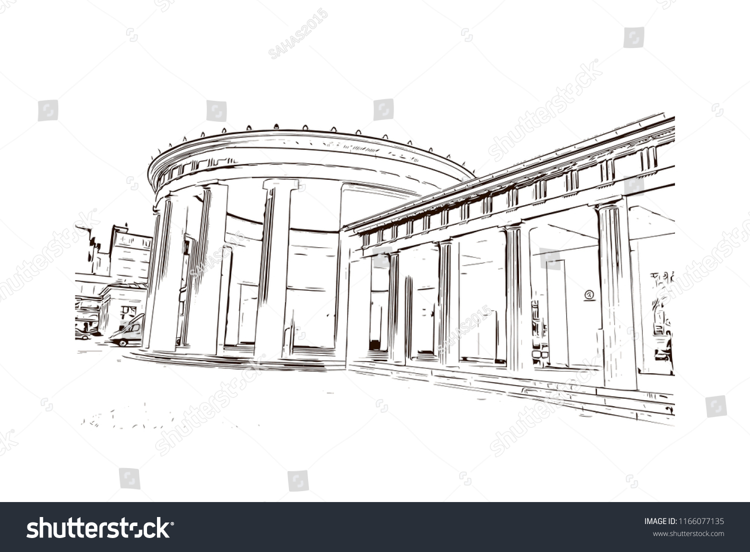SVG of Building with landmark of Aachen City in Germany. Hand drawn sketch illustration in vector. svg