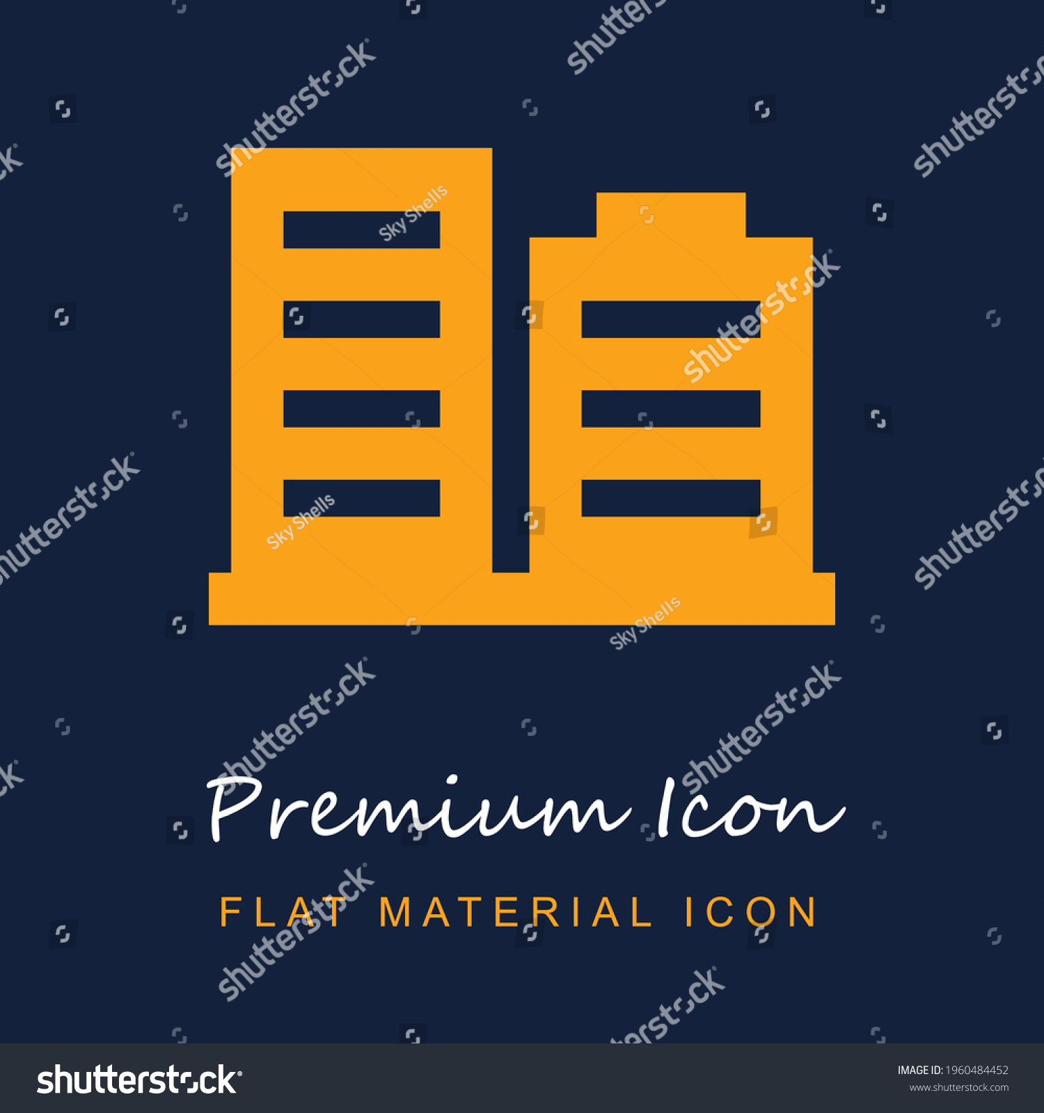 SVG of Buildings premium material ui ux isolated vector icon in navy blue and orange colors svg