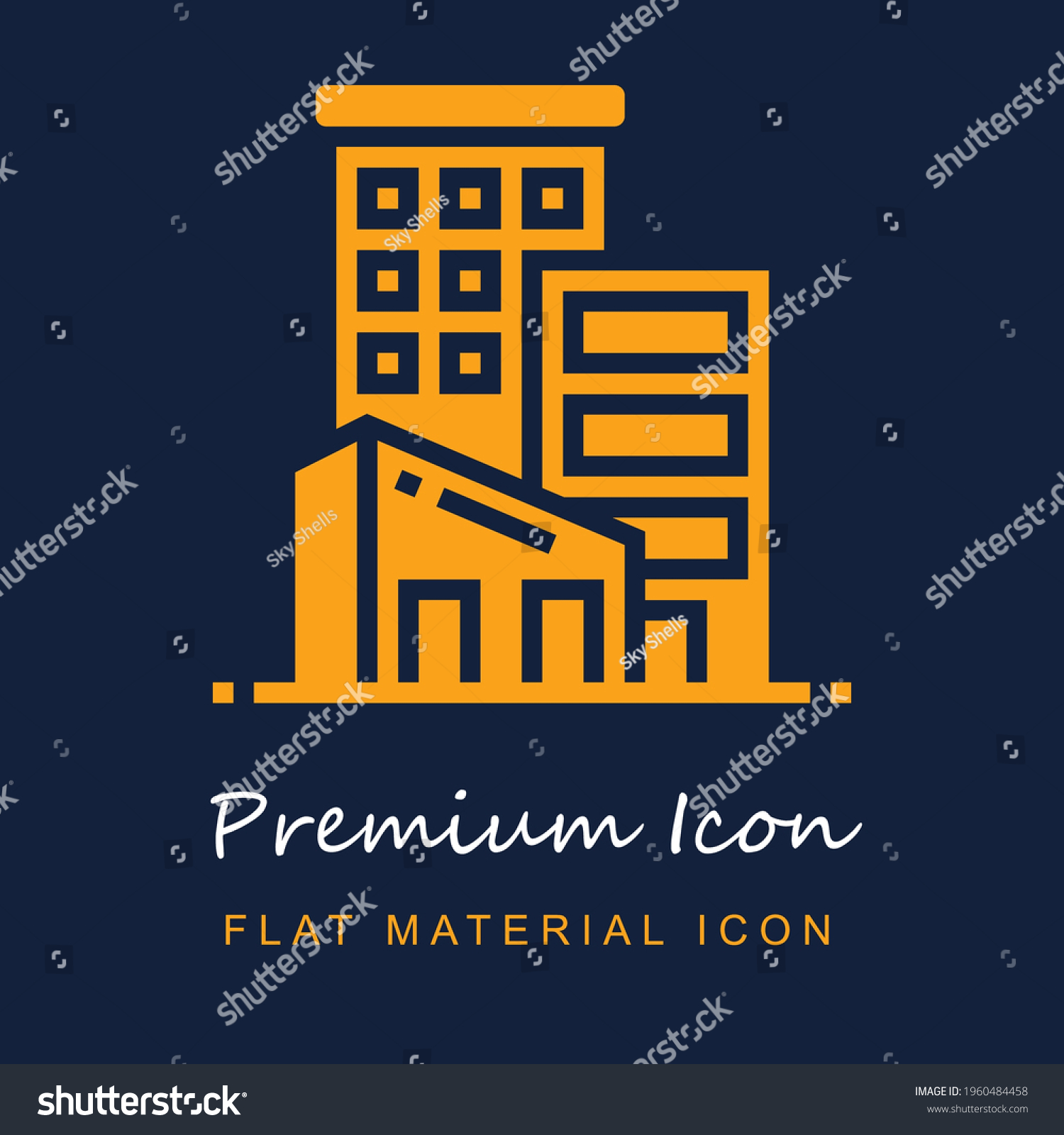 SVG of Buildings premium material ui ux isolated vector icon in navy blue and orange colors svg